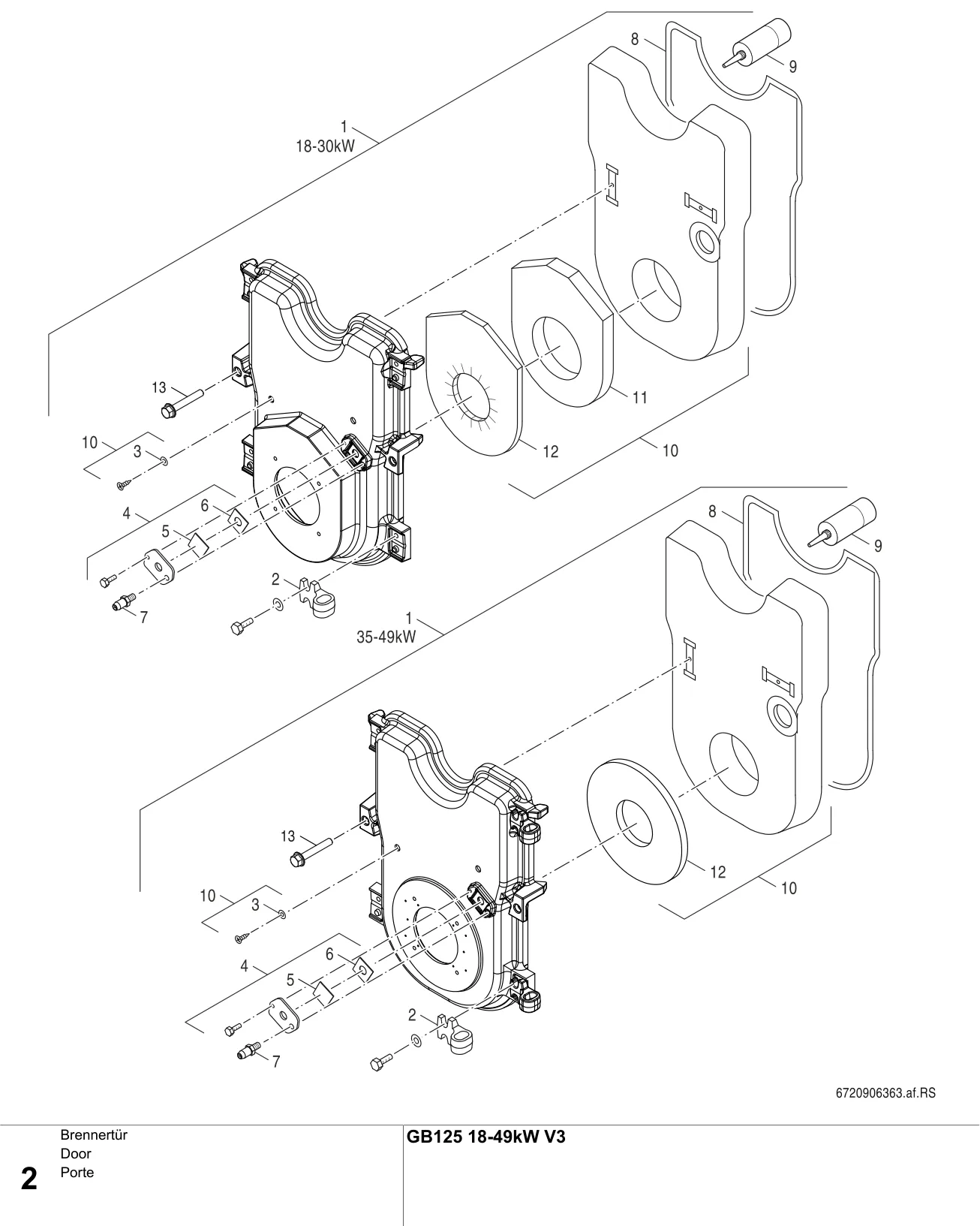Explosietekening Porte — Buderus GB125 18-49kW BE V3