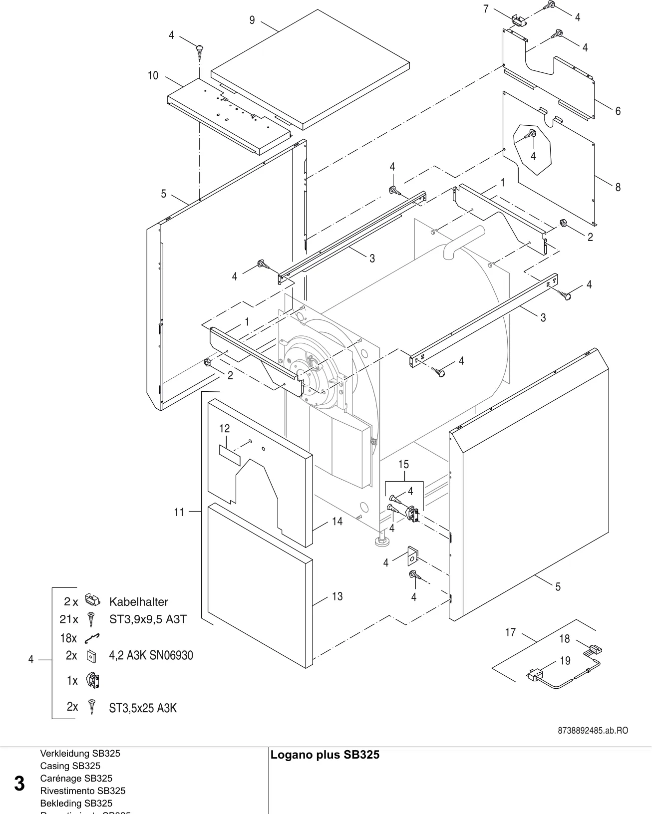 Schéma éclaté Verkleidung SB325 — Buderus SB325