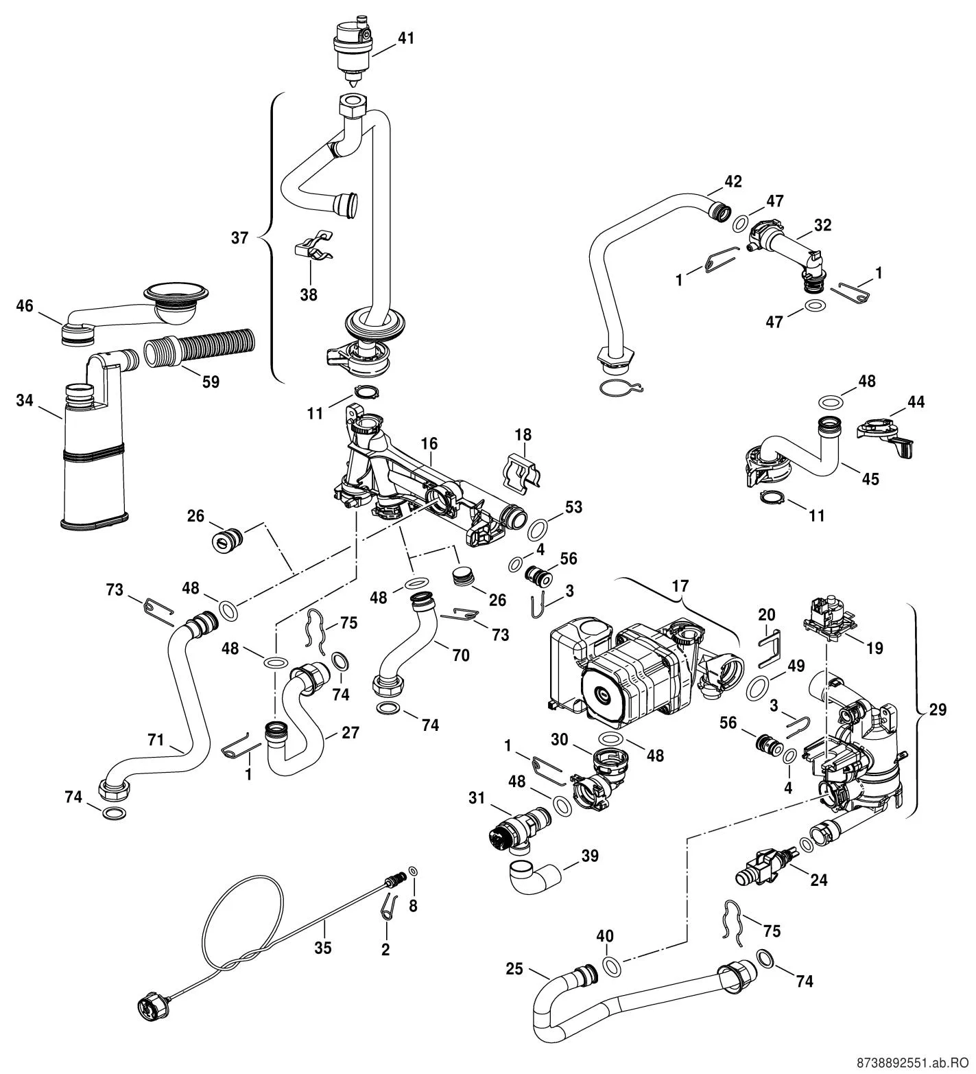 Explosietekening Corps hydraulique (5) — Buderus GB172T V2
