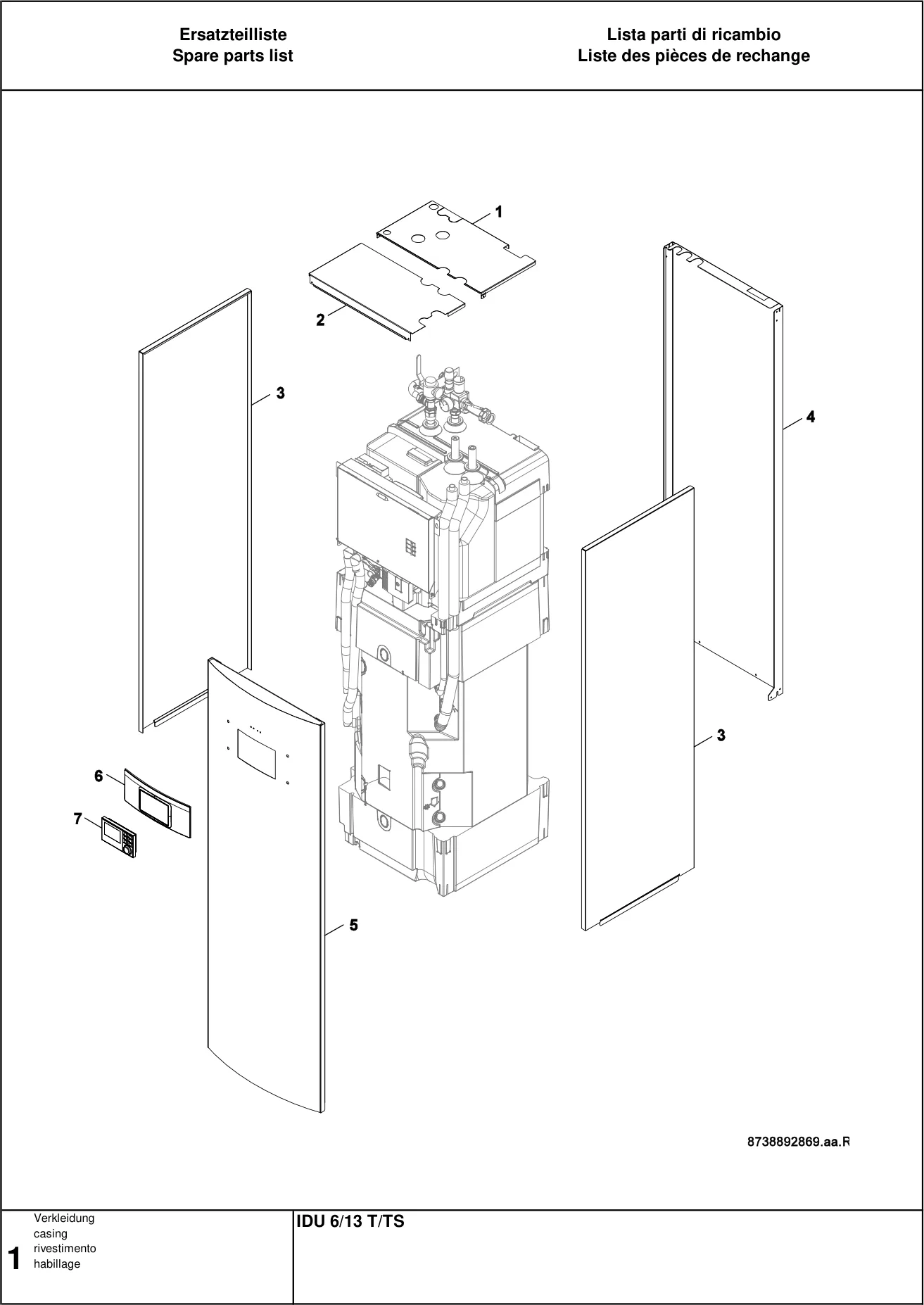 Explosietekening habillage — Buderus IDUS 6-13 T/TS