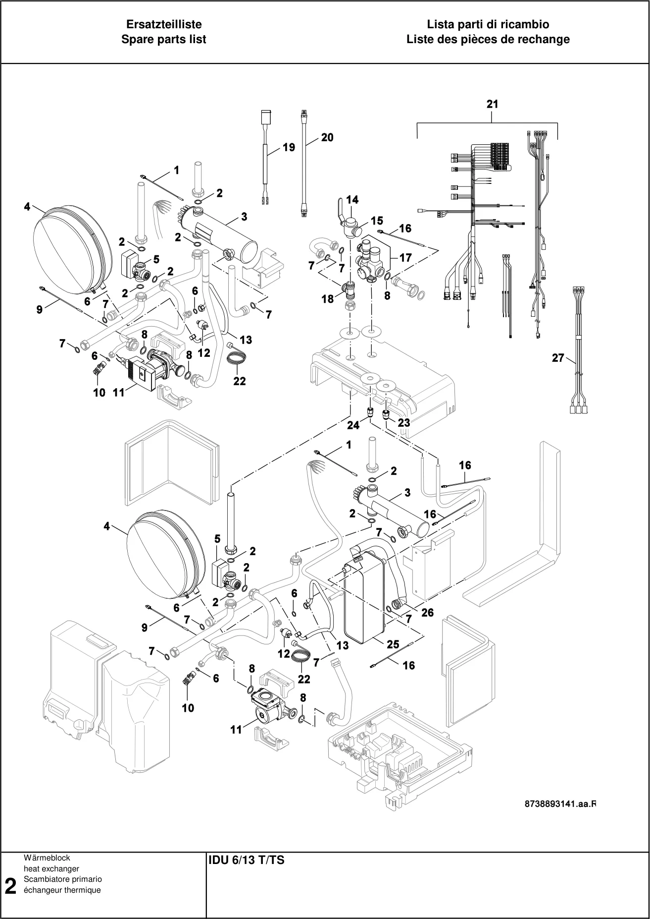Explosietekening échangeur thermique — Buderus IDUS 6-13 T/TS