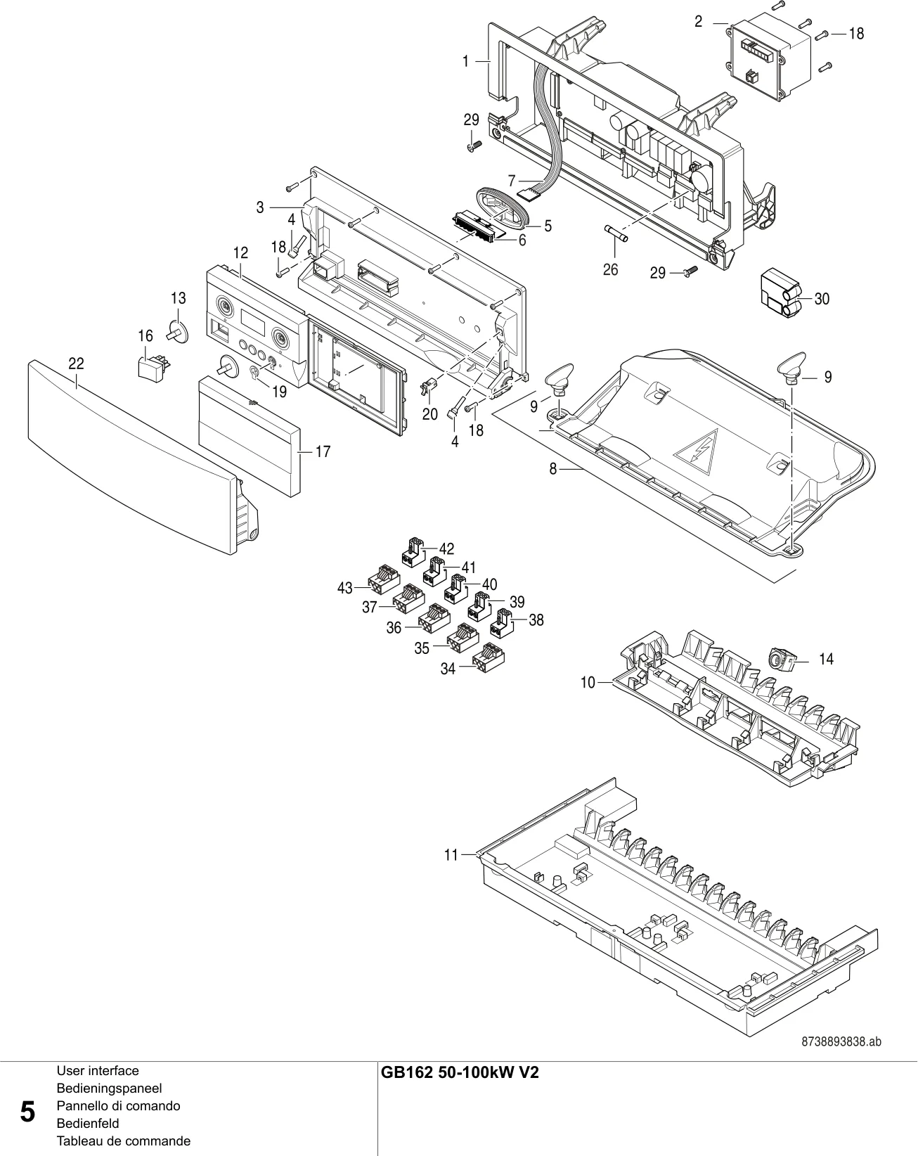 Schéma éclaté Tableau de commande — Buderus GB162 50-100kW V2