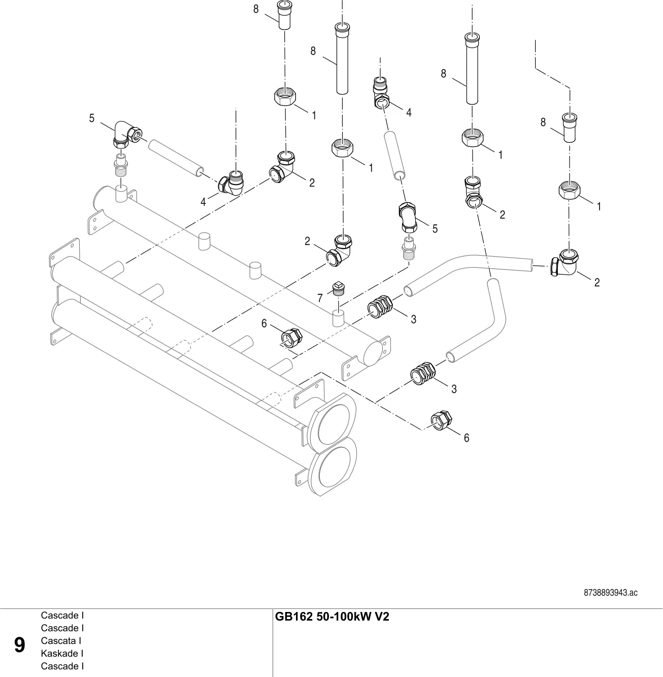 Schéma éclaté Cascade I — Buderus GB162 50-100kW V2