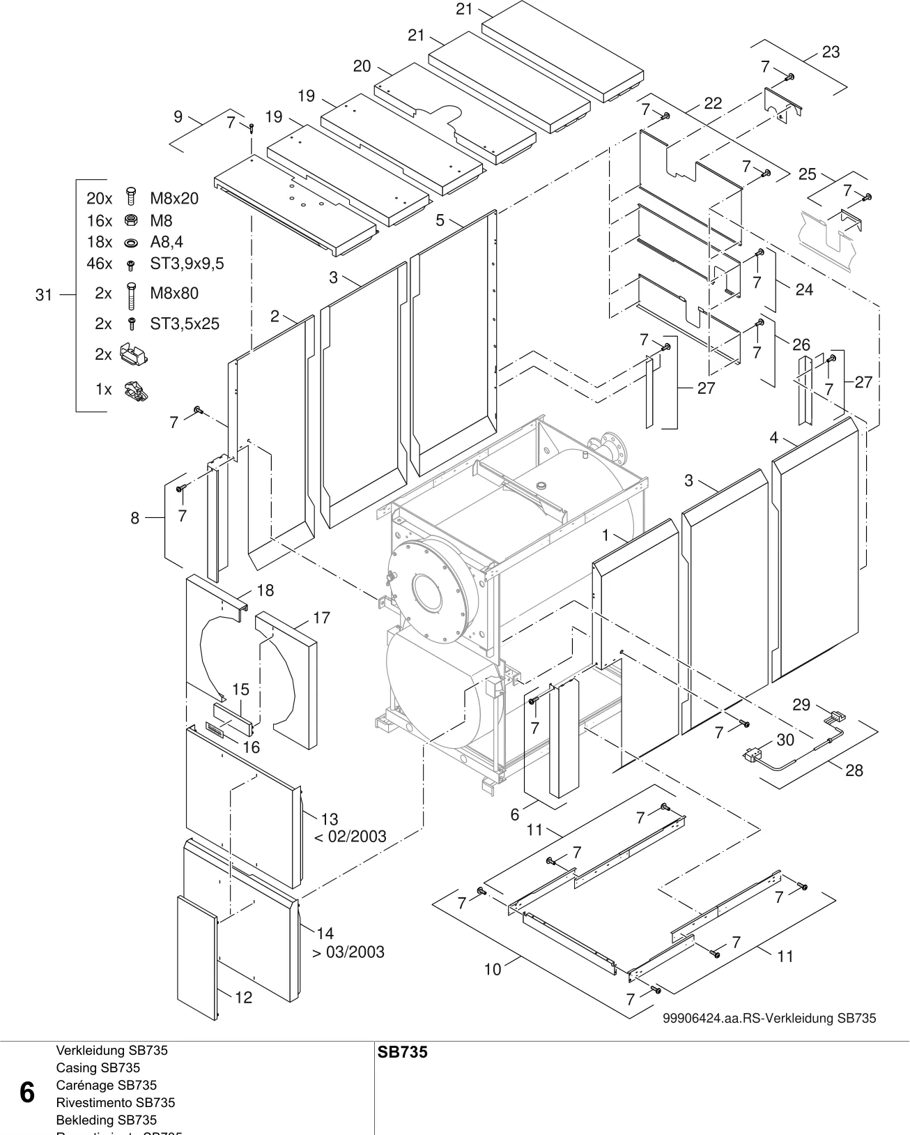 Schéma éclaté Verkleidung SB735 (6) — Buderus SB735