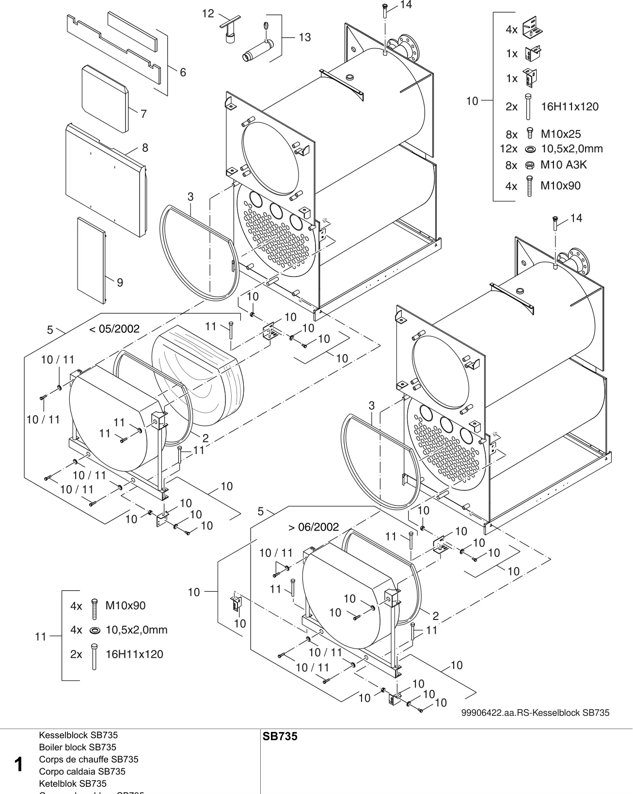 Schéma éclaté Kesselblock SB735 — Buderus SB735
