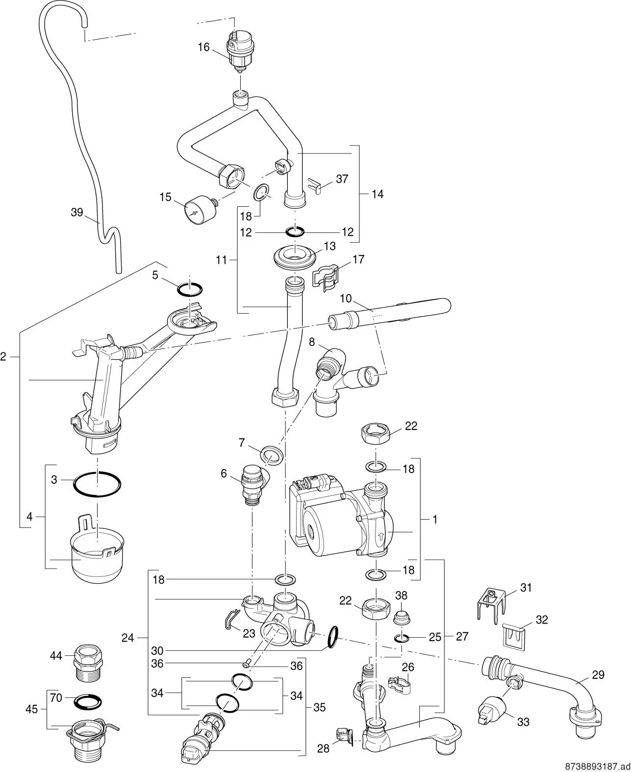 Explosietekening Hydraulique <= 35kW — Buderus GB192i 15-45kW