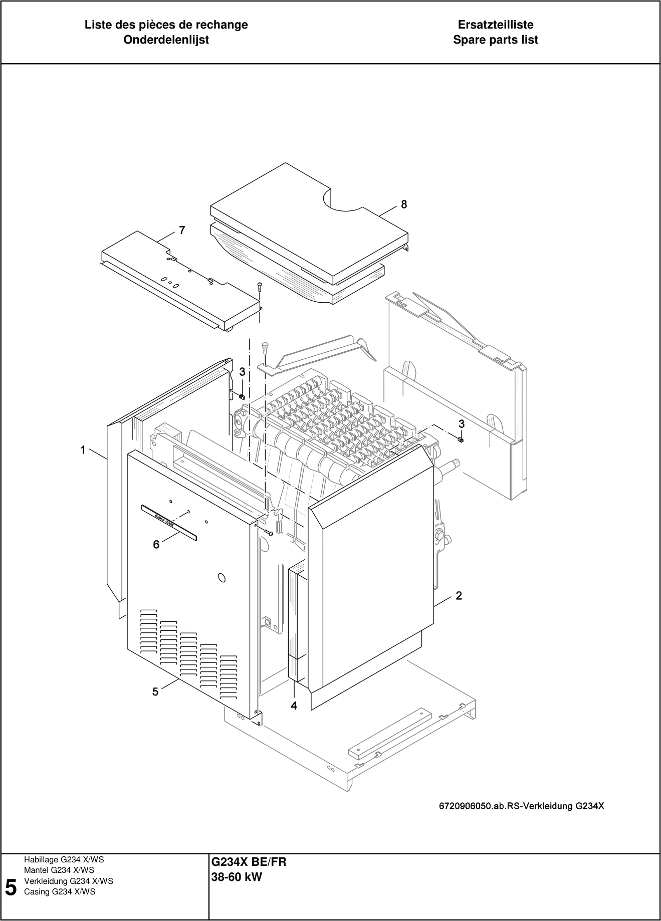 Schéma éclaté Habillage G234 X/WS — Buderus G234X BE/FR