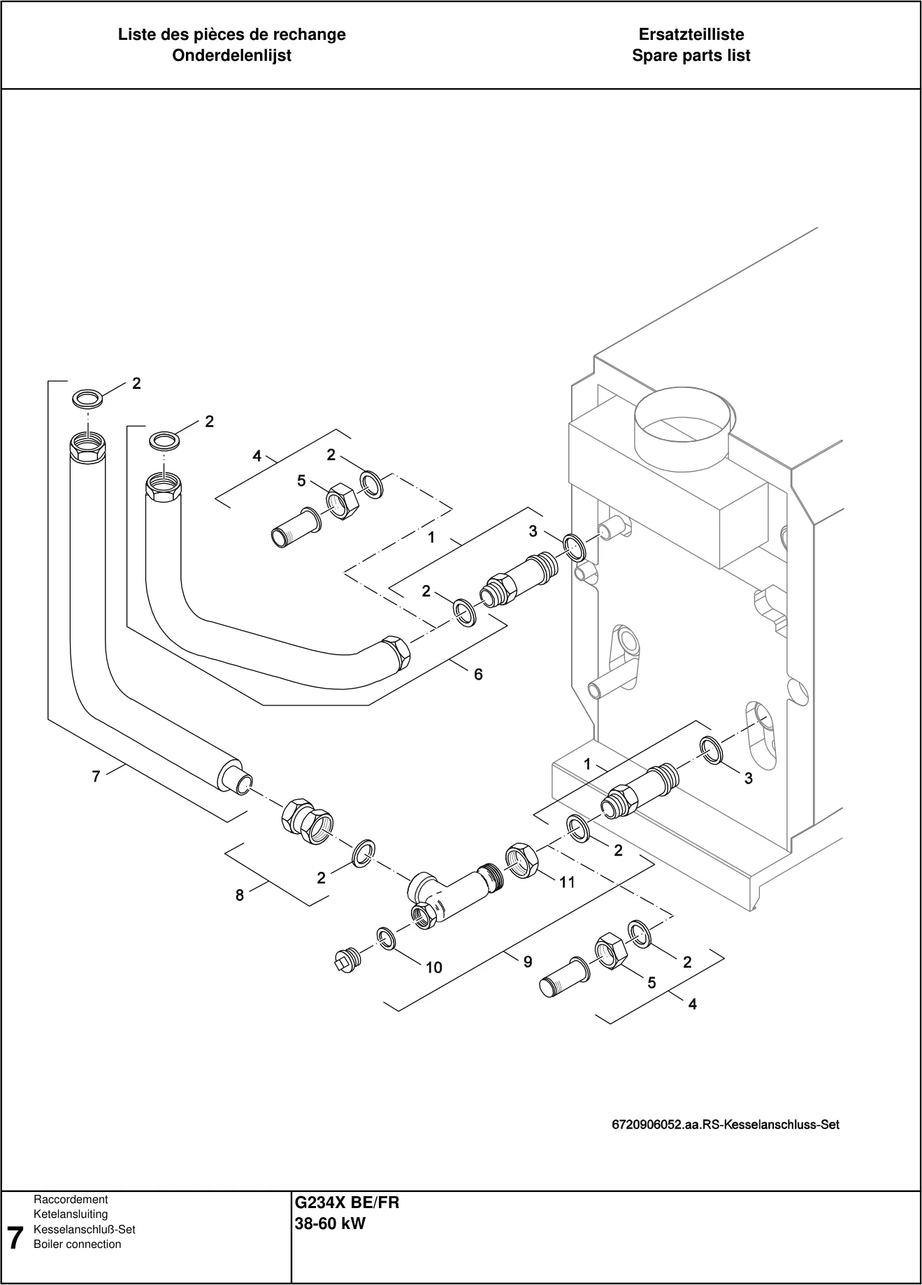 Schéma éclaté Raccordement — Buderus G234X BE/FR