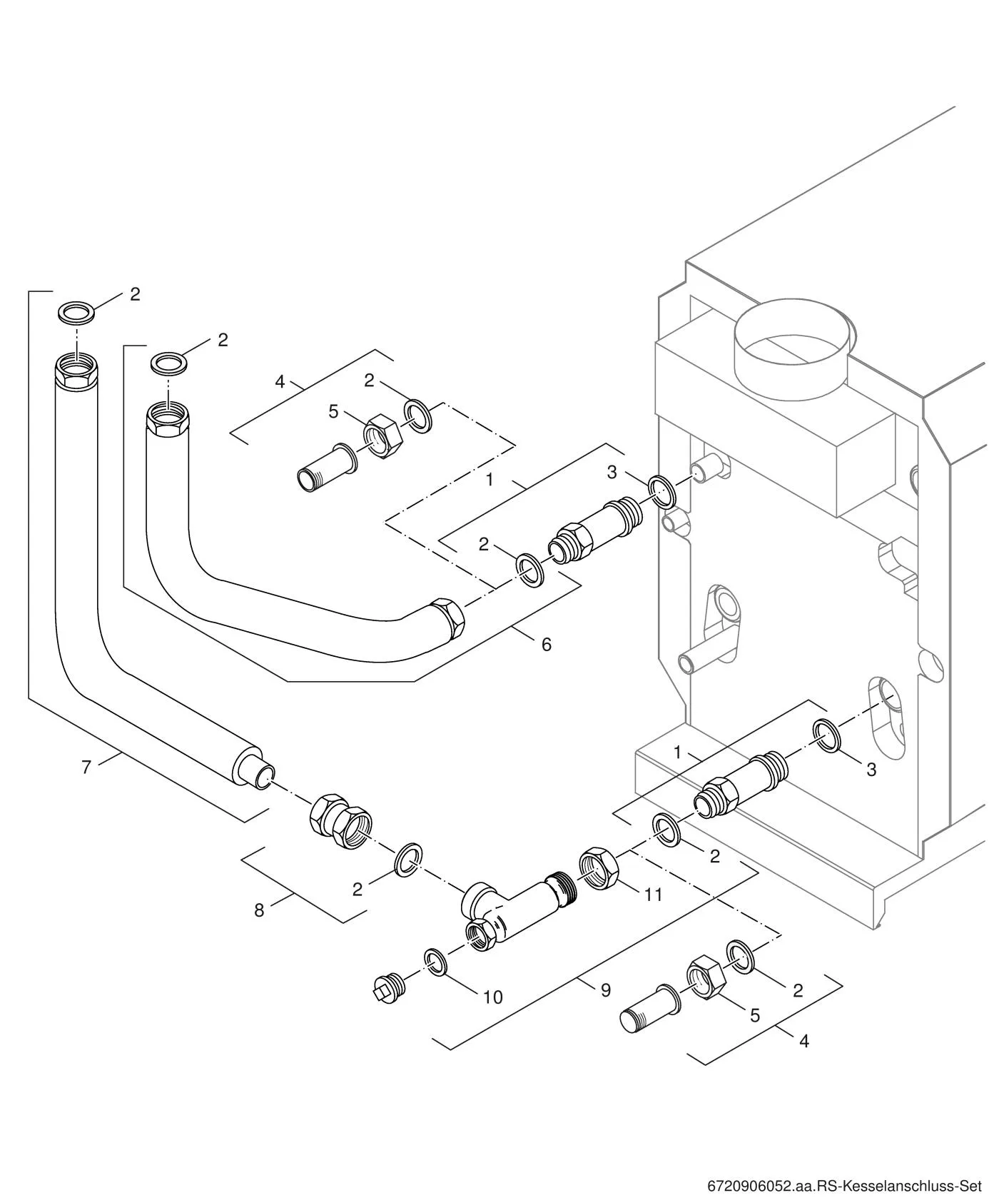 Explosietekening Raccordement — Buderus G234 X/WS/BE/FR