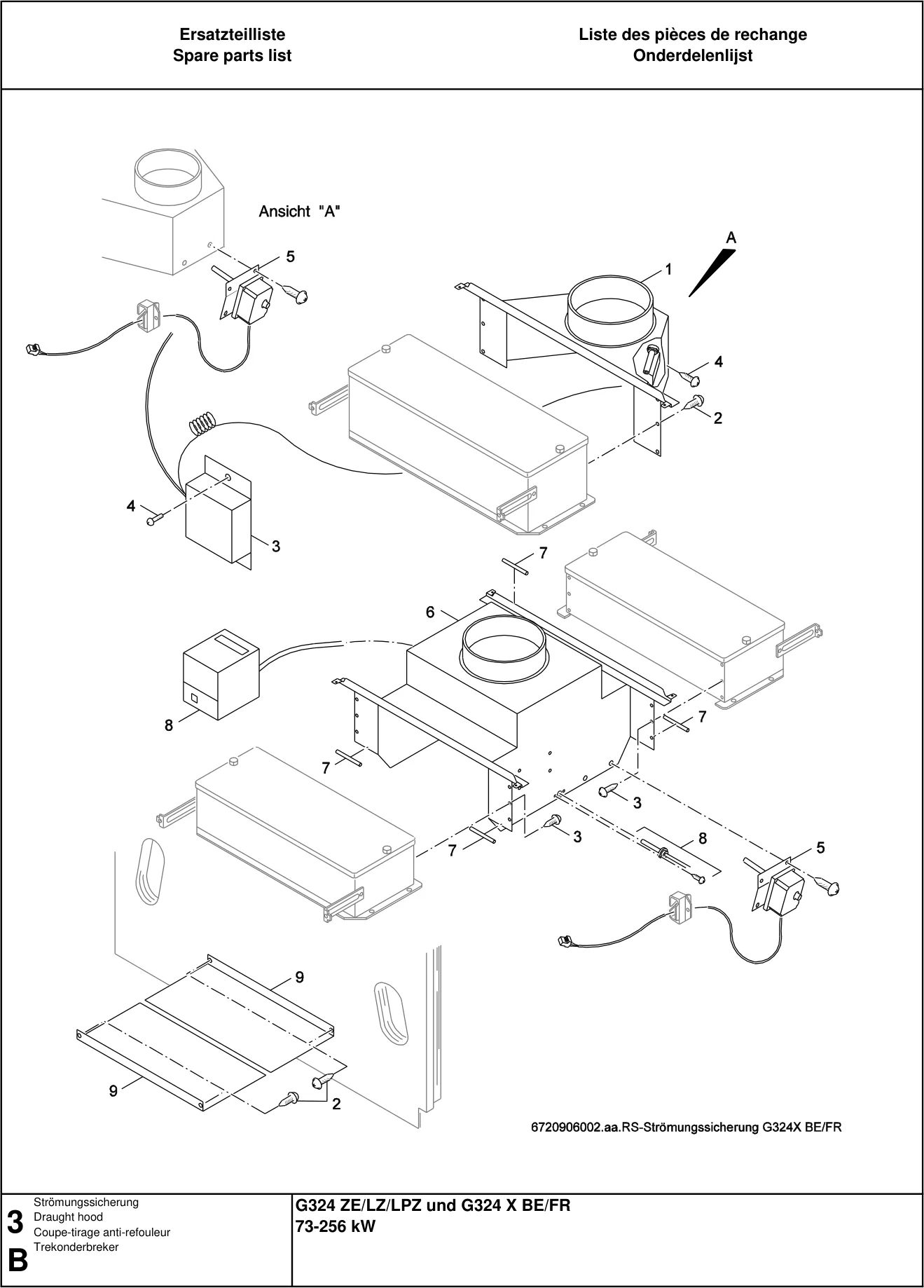 Explosietekening Coupe-tirage anti-refouleur — Buderus G324ZE/LZ/PZ 73-256kW