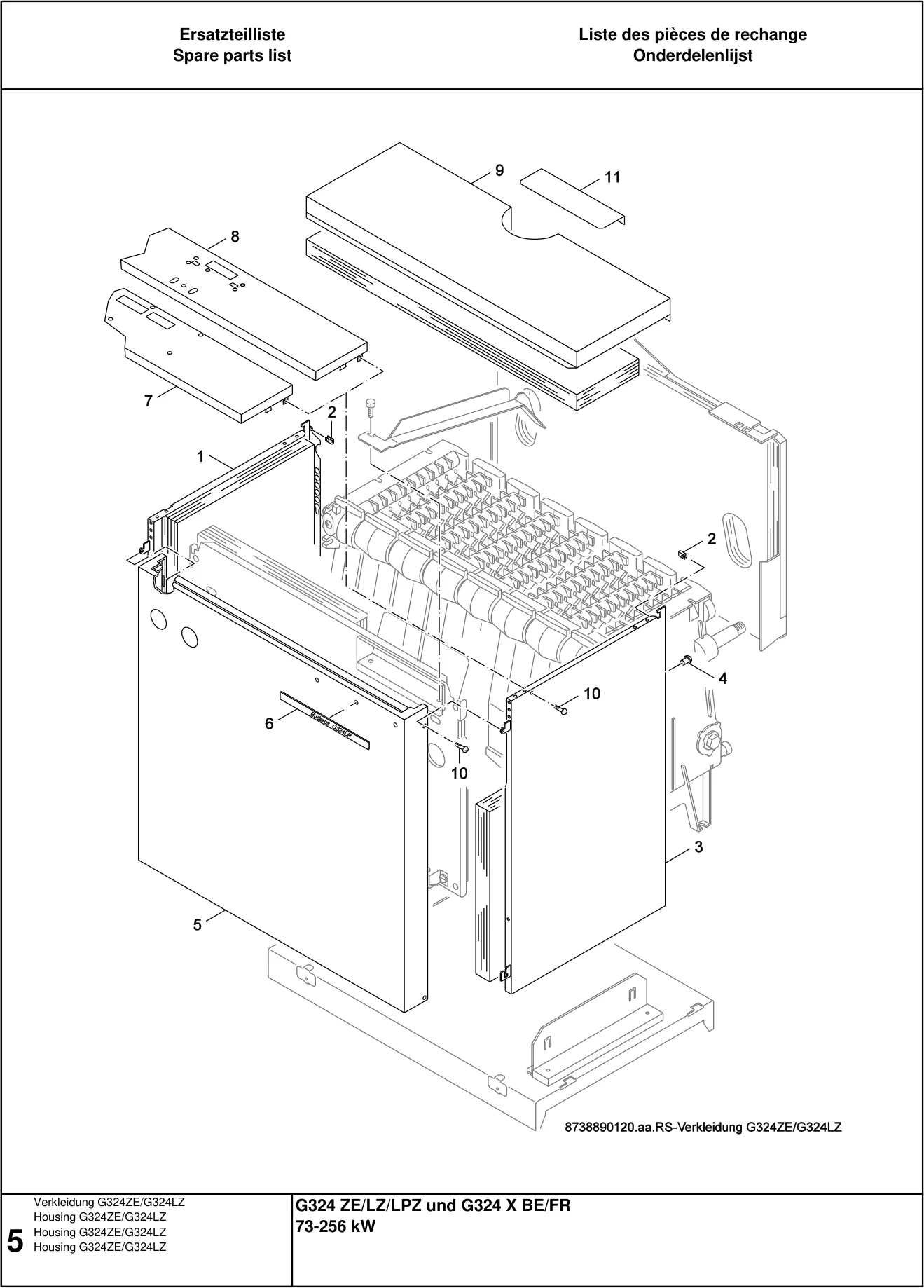 Explosietekening Verkleidung G324ZE/G324LZ — Buderus G324ZE/LZ/PZ 73-256kW