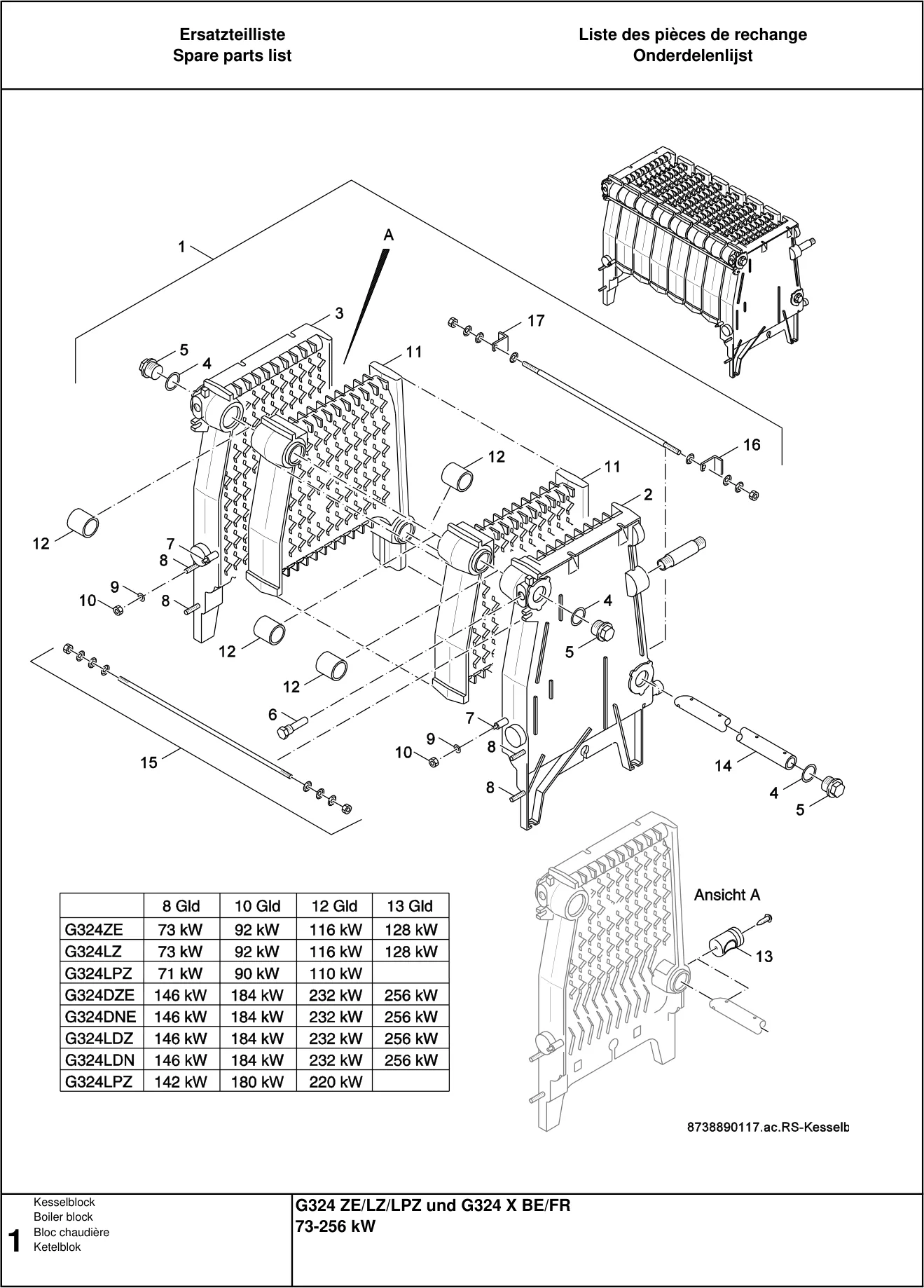 Explosietekening Bloc chaudière — Buderus G324ZE/LZ/PZ 73-256kW