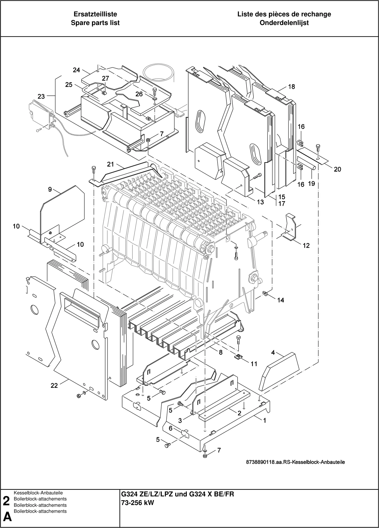 Explosietekening Boilerblock-attachements (2) — Buderus G324ZE/LZ/PZ 73-256kW