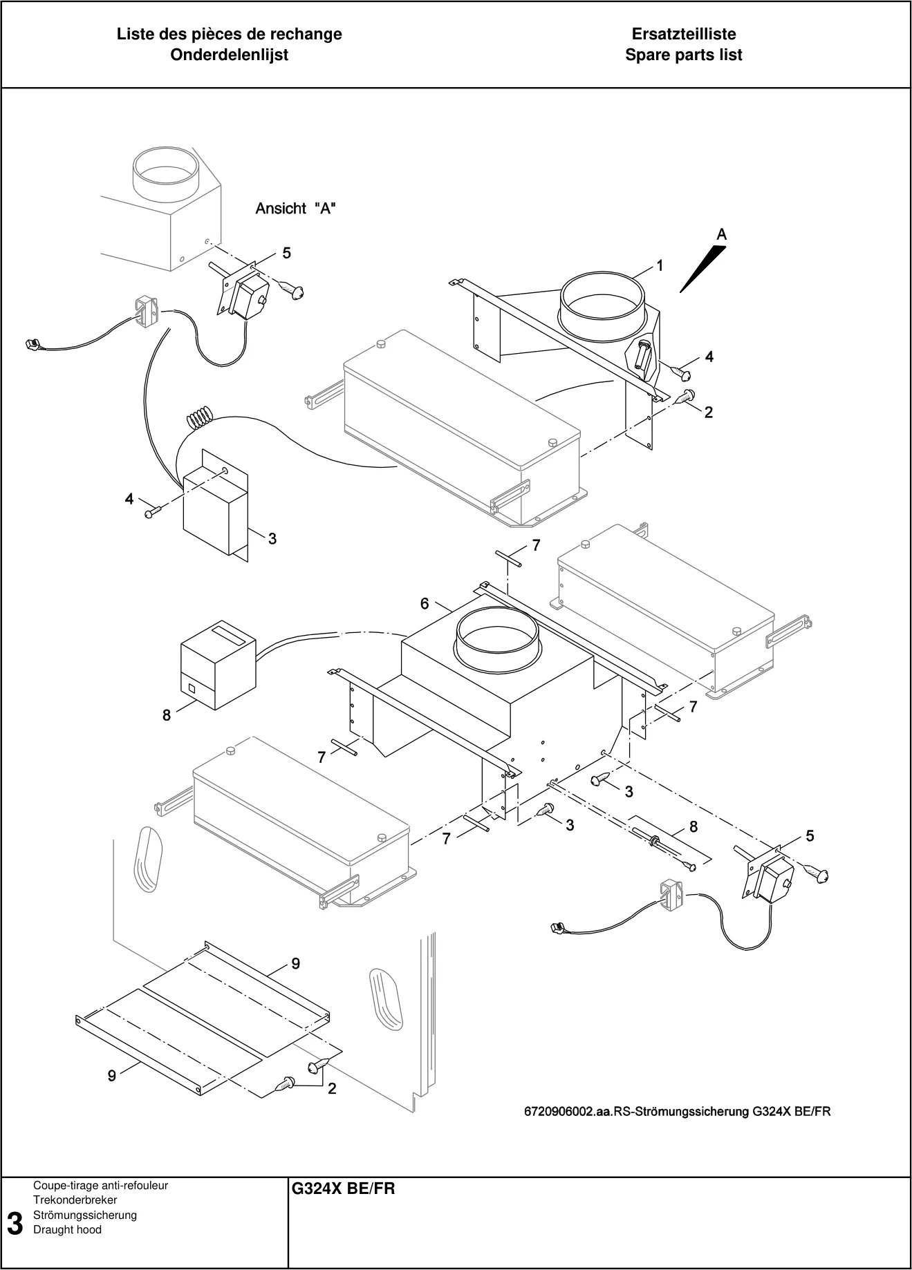Schéma éclaté Coupe-tirage anti-refouleur — Buderus G324X BE/FR