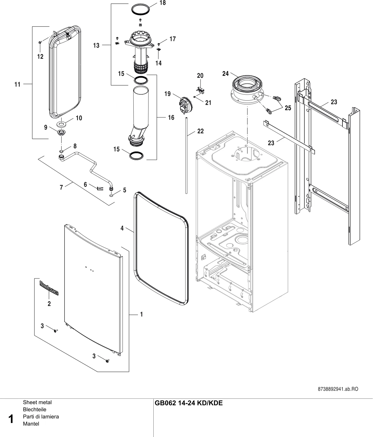 Schéma éclaté Mantel — Buderus GB062 14-24 H/KD/KDE V2