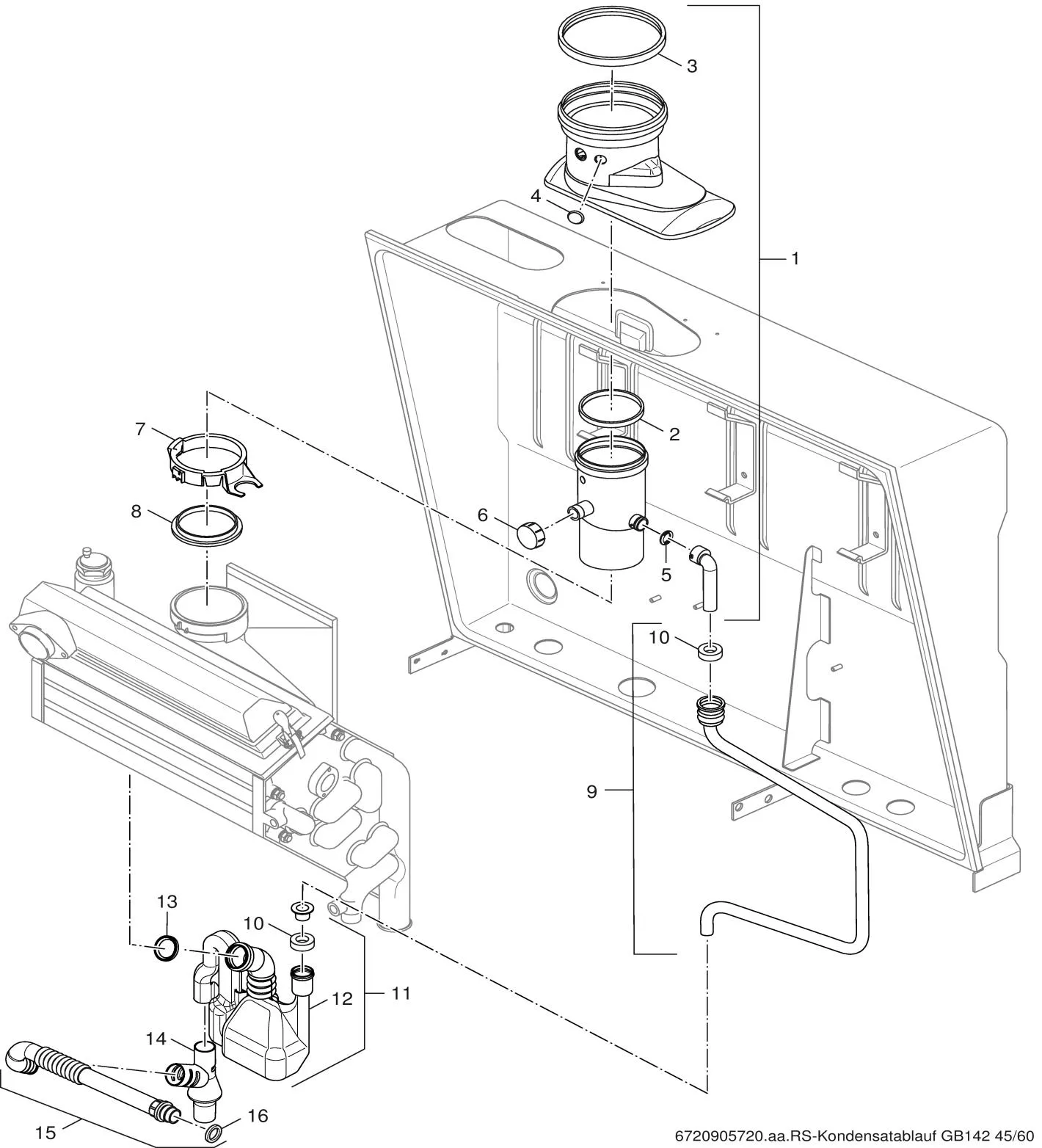 Explosietekening Evacuation de la condensation (2) — Buderus GB142 15-60kW