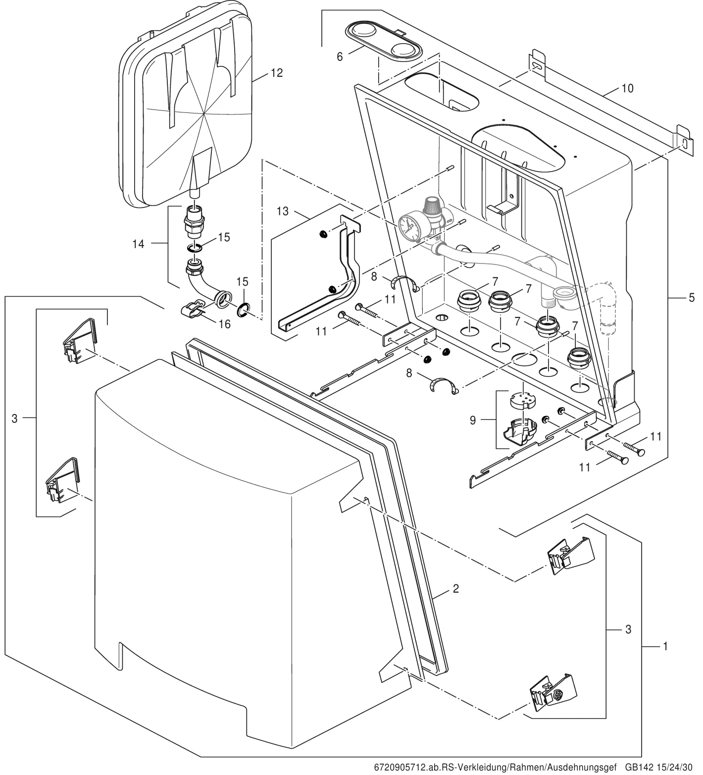 Explosietekening Carénage — Buderus GB142 15-60kW