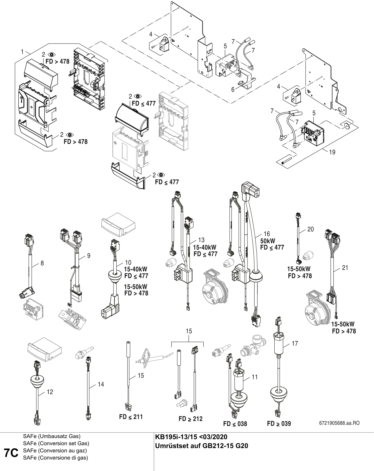 Schéma éclaté SAFe (Conversion au gaz) C — Buderus KB195i-13/15 V1<03/2020