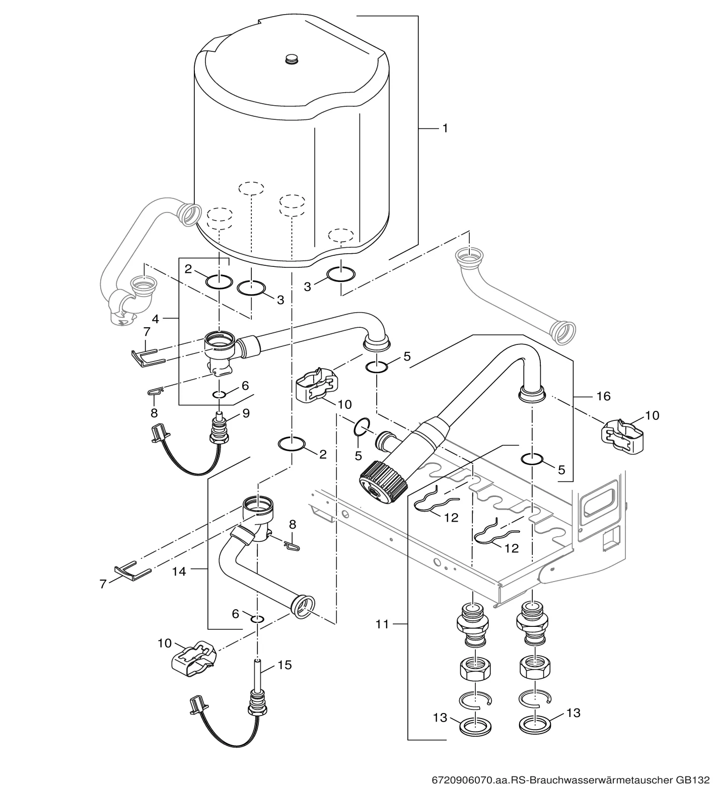 Schéma éclaté Echangeur de chaleur — Buderus GB132 24kW