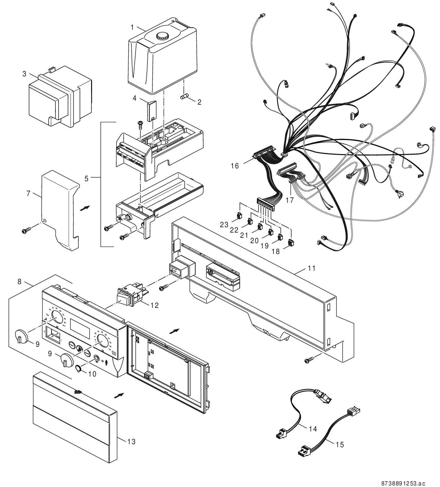 Schéma éclaté Tableau de commande/Faisceau de câbles — Buderus GB132 24kW