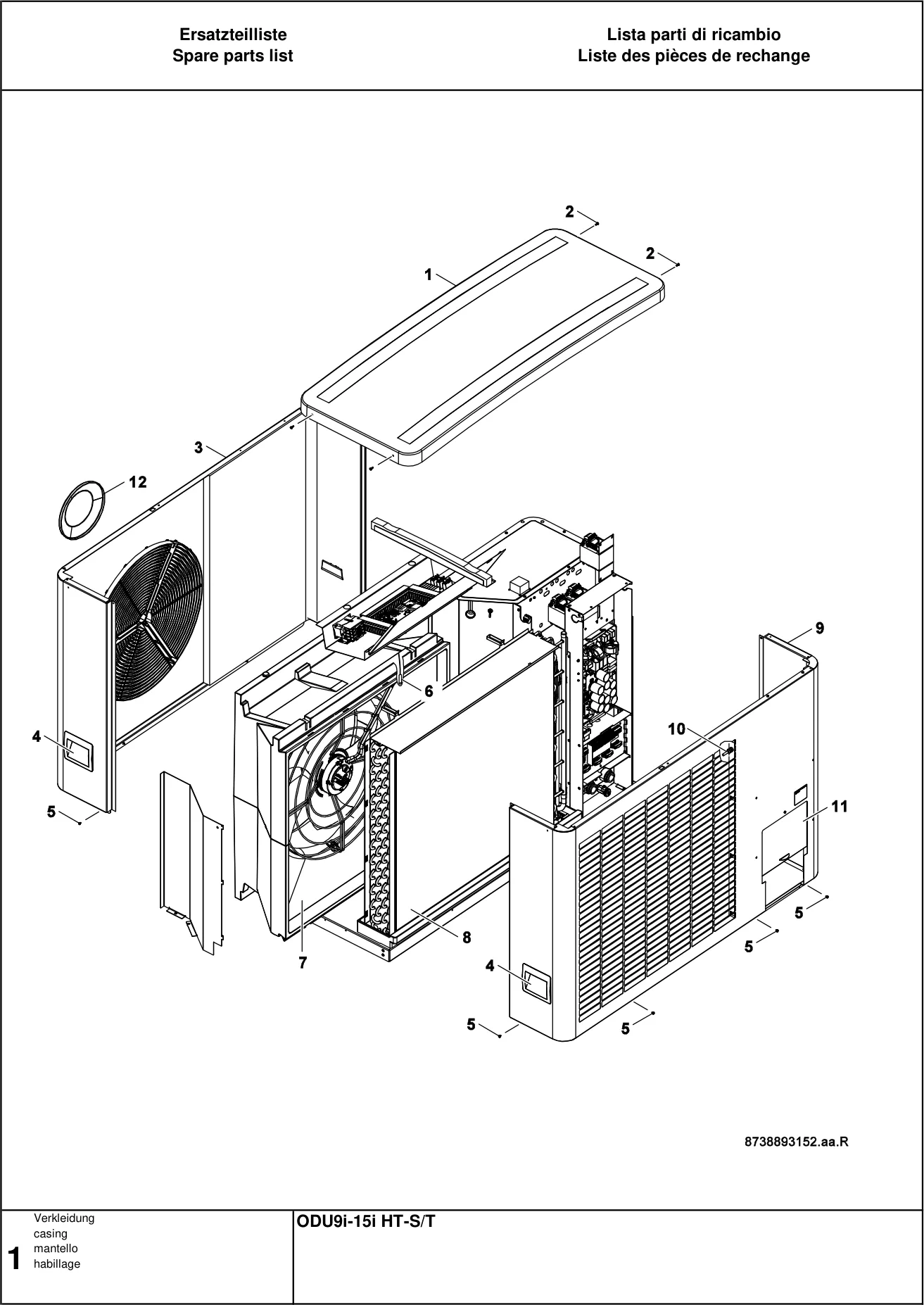 Schéma éclaté habillage — Buderus ODU9i-15i HT S/T