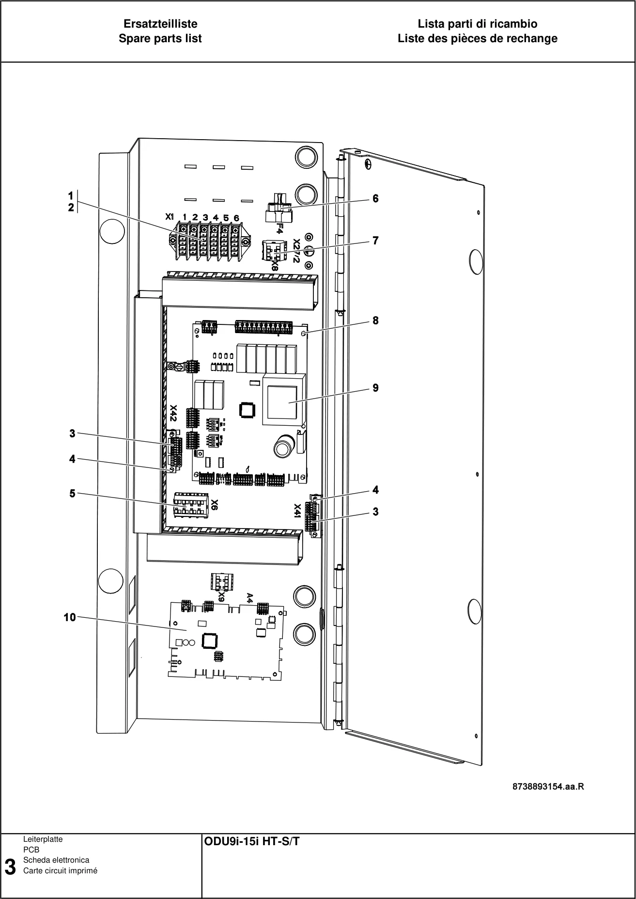 Schéma éclaté Carte circuit imprimé — Buderus ODU9i-15i HT S/T