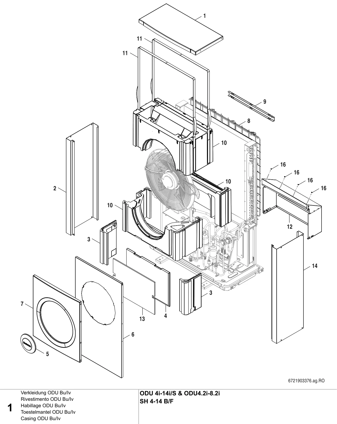 Schéma éclaté Habillage ODU Bu/Iv — Buderus ODU 4i-14i/S SH 4-14 B/F