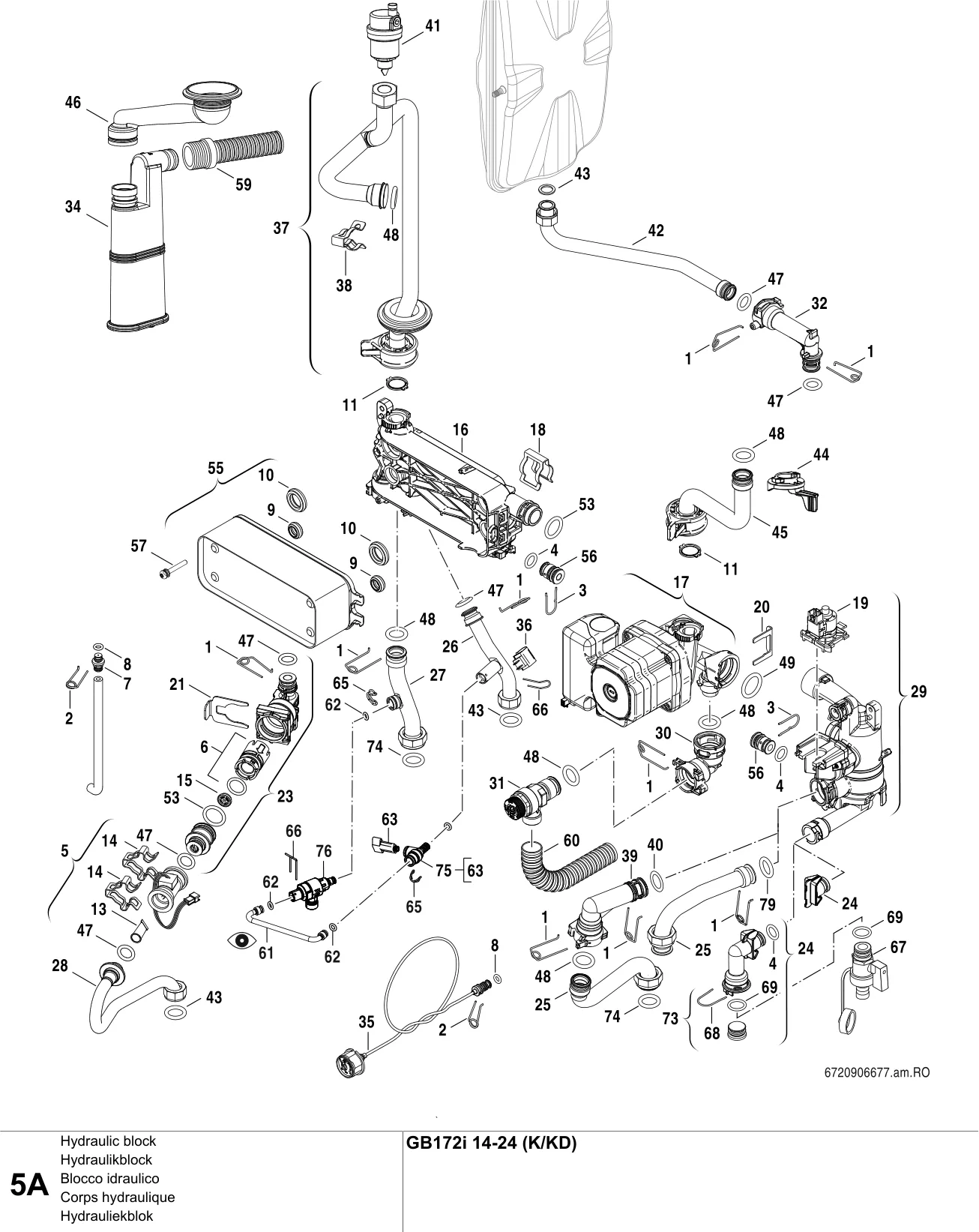 Explosietekening Corps hydraulique A (5) — Buderus GB172i 14-24