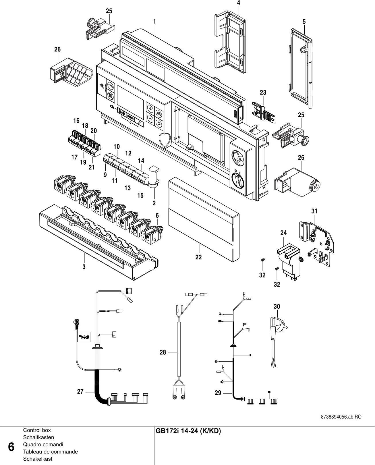 Explosietekening Tableau de commande — Buderus GB172i 14-24