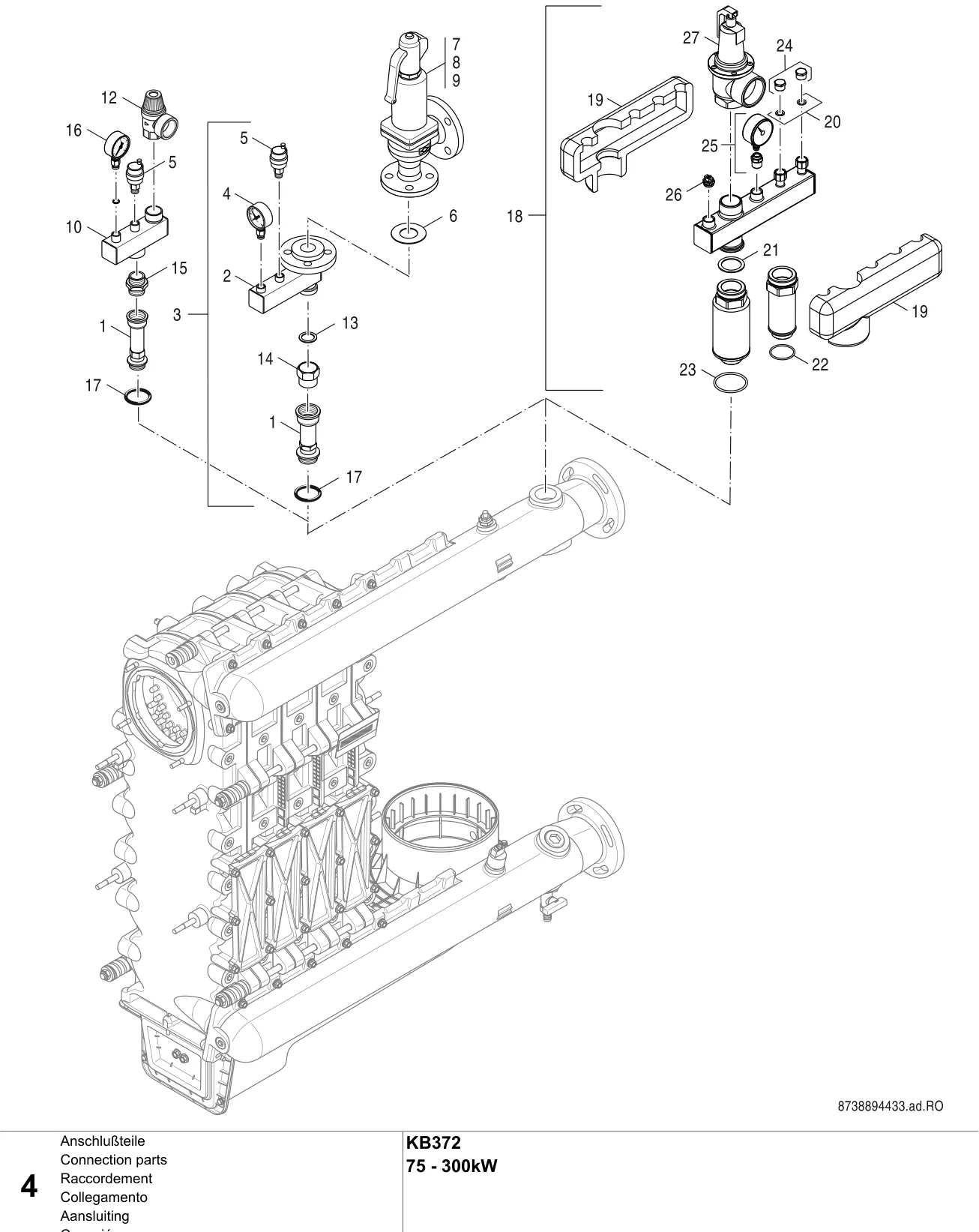 Explosietekening Raccordement — Buderus KB372 75-300 kW