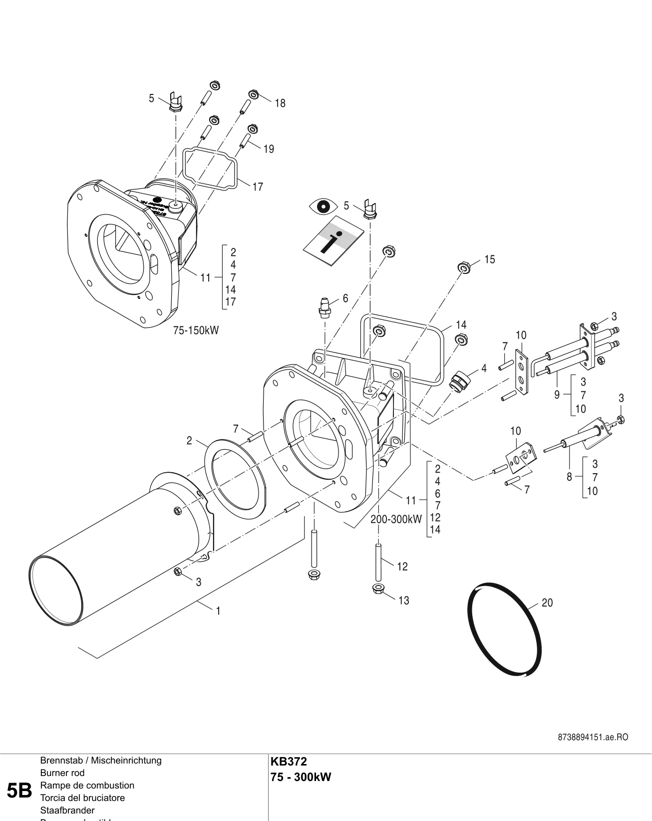 Explosietekening Rampe de combustion B — Buderus KB372 75-300 kW