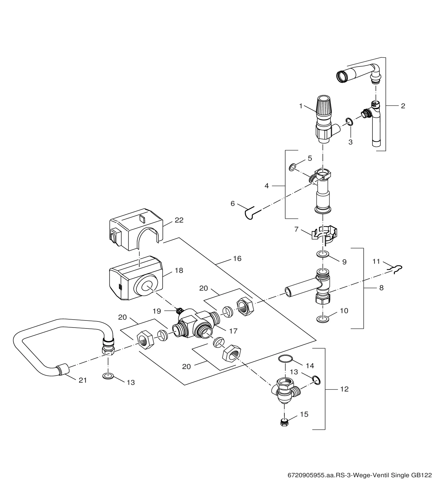 Schéma éclaté 3-way valve Single — Buderus GB122