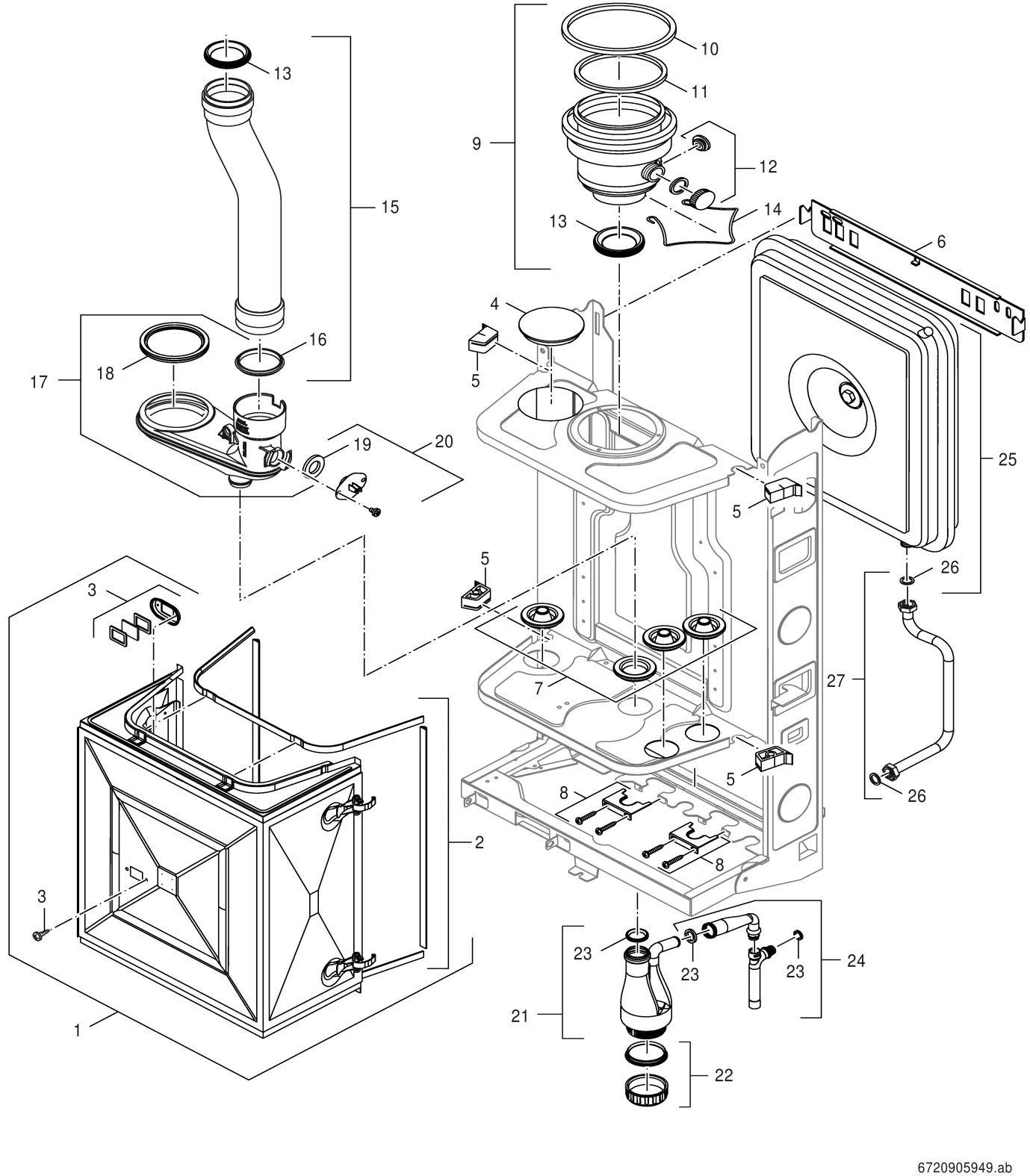 Schéma éclaté Condensate drainage — Buderus GB122
