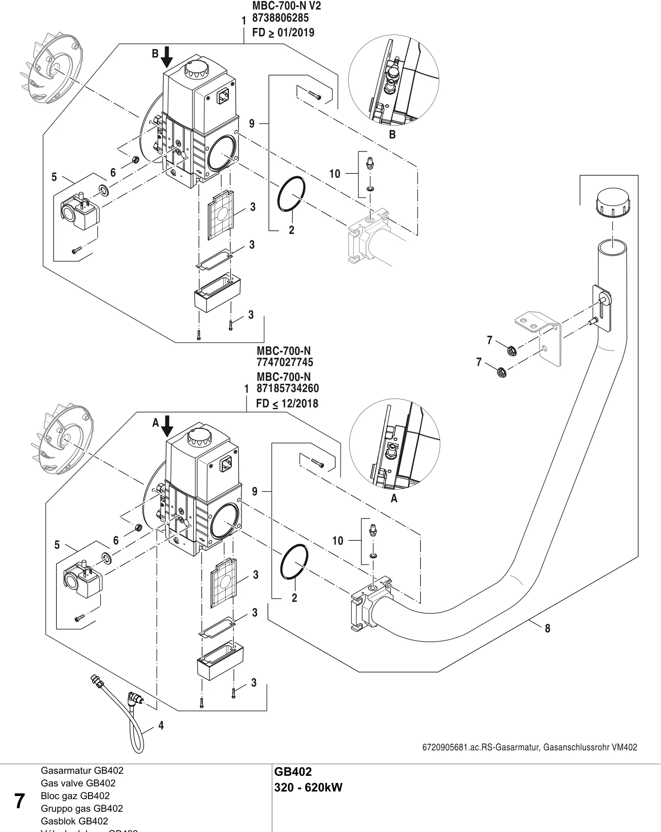 Schéma éclaté Gasarmatur GB402 — Buderus GB402 320-620kW