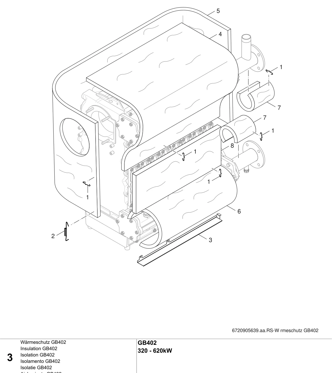 Schéma éclaté Wärmeschutz GB402 — Buderus GB402 320-620kW
