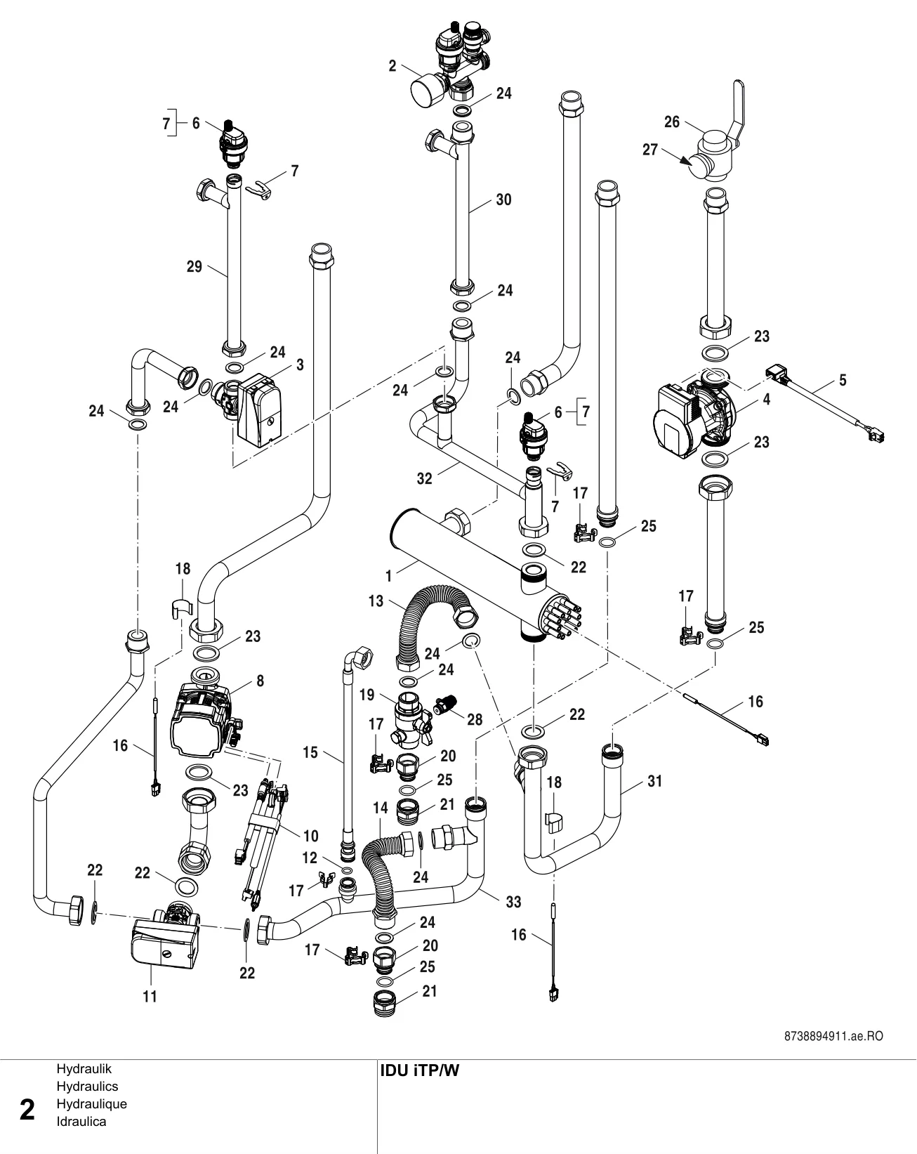 Schéma éclaté Hydraulique — Buderus IDU iTP