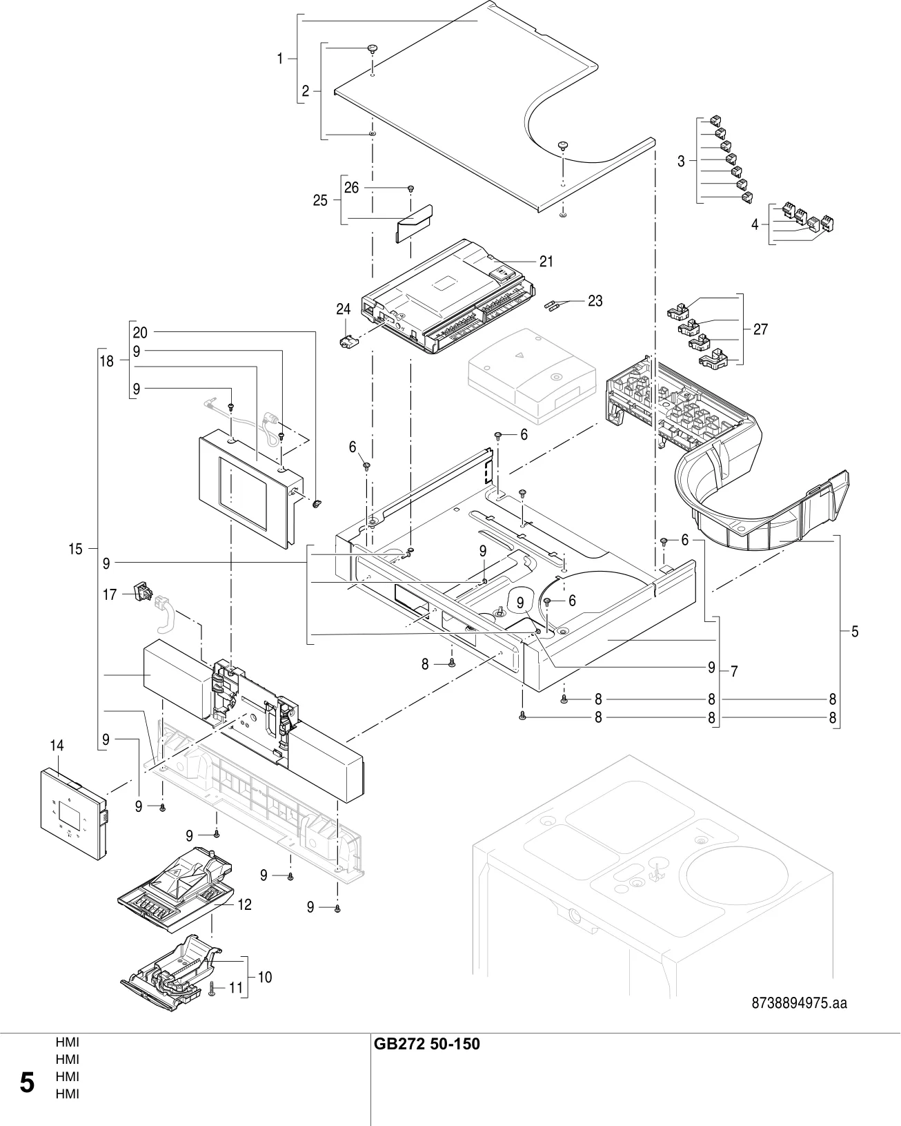Explosietekening HMI — Buderus GB272 50-150