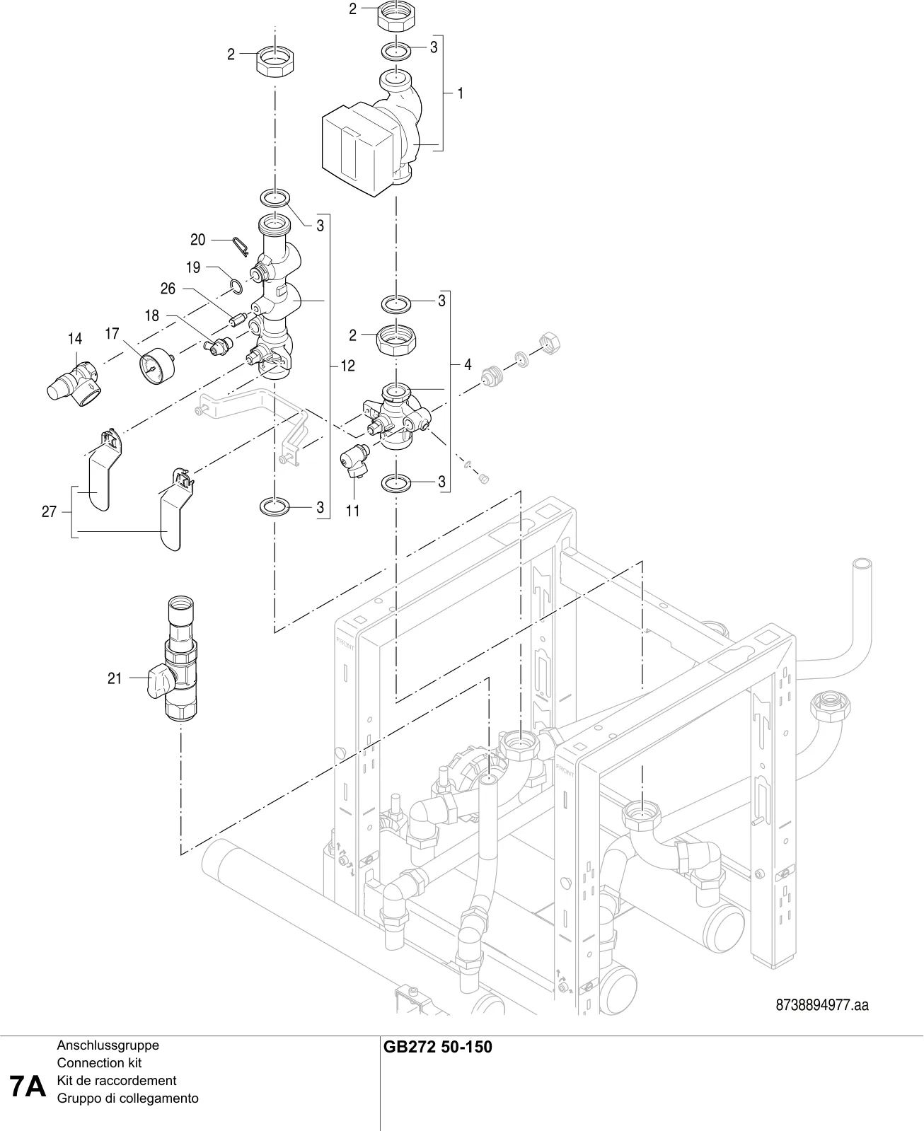 Explosietekening Kit de raccordement A — Buderus GB272 50-150