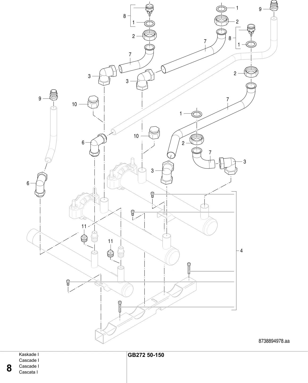 Explosietekening Cascade I — Buderus GB272 50-150