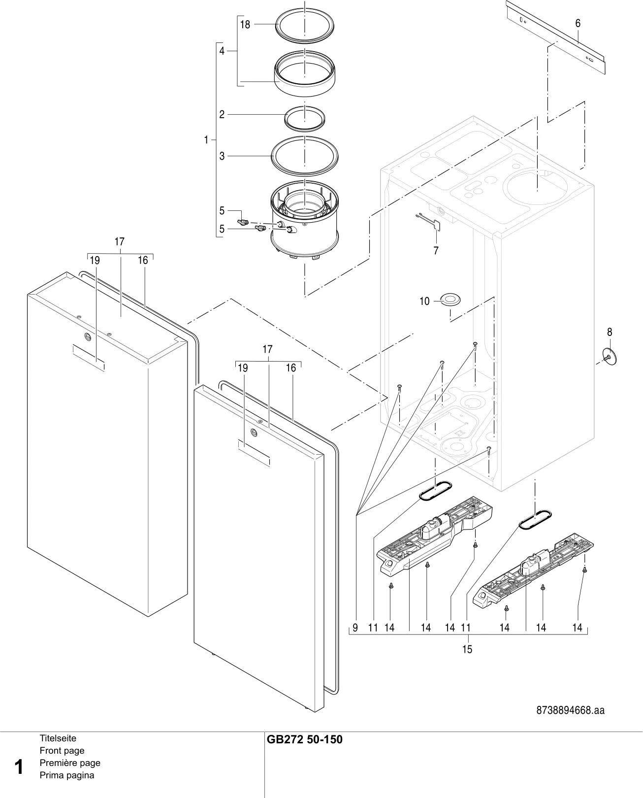 Explosietekening Première page — Buderus GB272 50-150