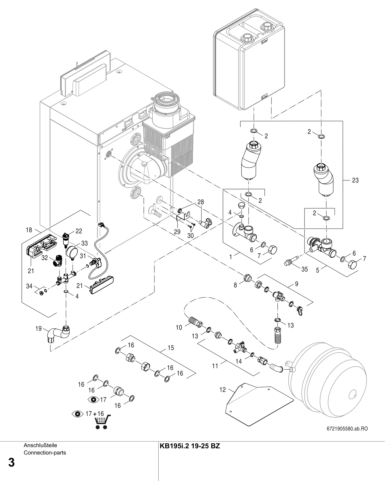 Explosietekening Connection-parts — Buderus KB195i.2 19-25 BZ