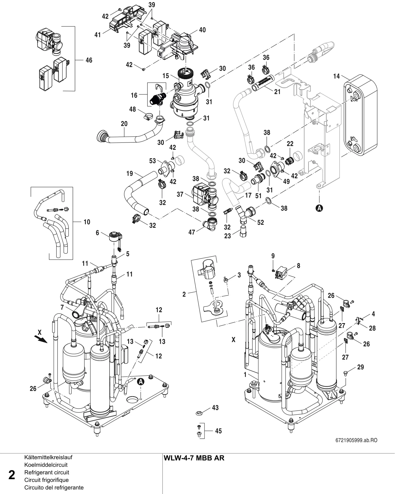 Schéma éclaté Circuit frigorifique — Buderus WLW-4-7 MBB AR