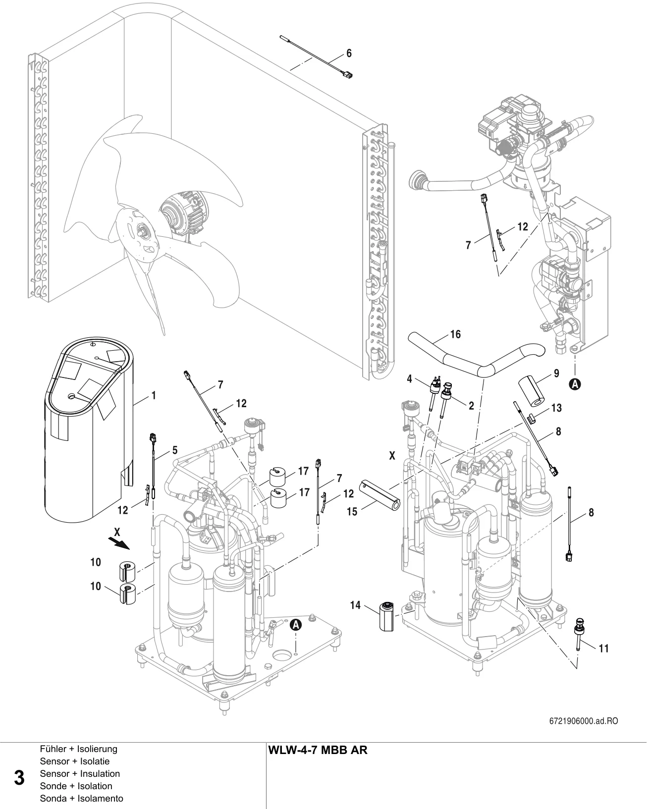 Explosietekening Sonde + Isolation — Buderus WLW-4-7 MBB AR