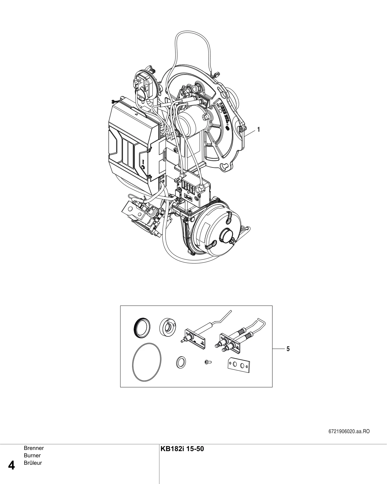Schéma éclaté Brûleur — Buderus KB182i 15-50