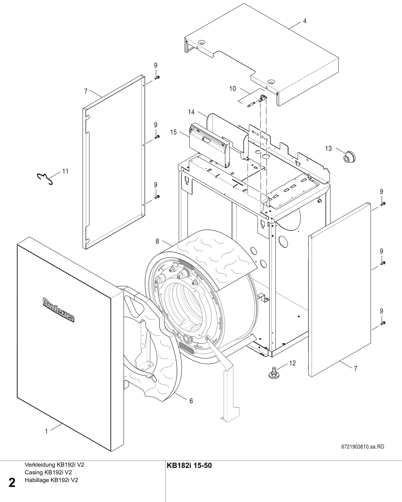 Schéma éclaté Verkleidung KB192i V2 — Buderus KB182i 15-50