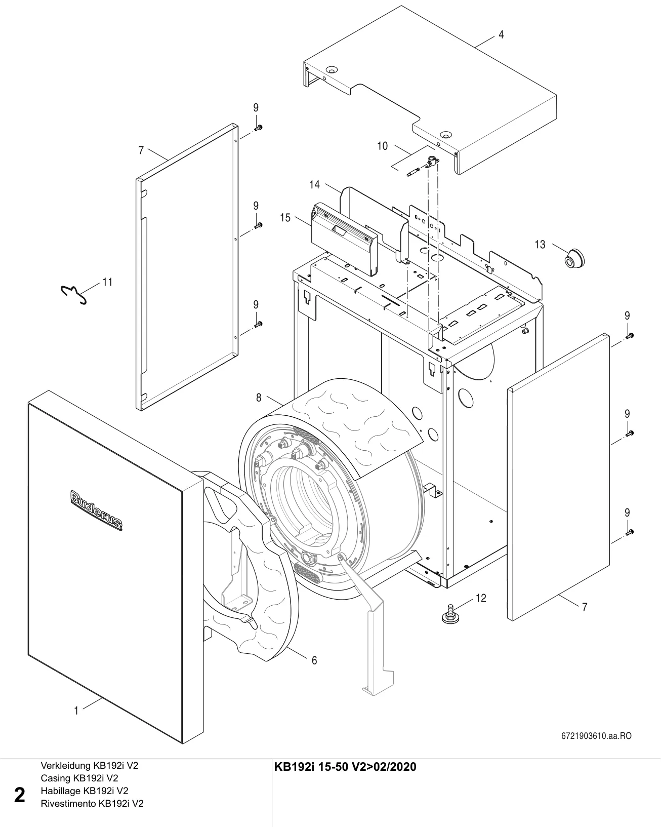 Explosietekening Verkleidung KB192i V2 — Buderus KB192i-15-50kW V2>02/2020