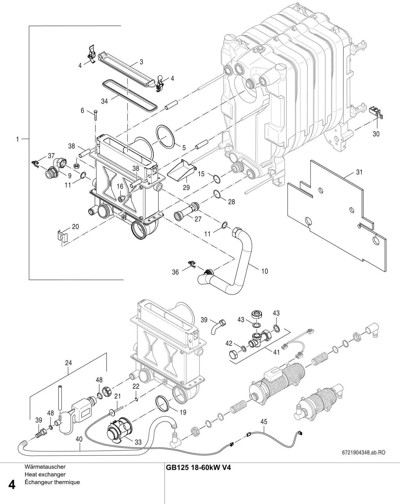 Explosietekening Échangeur thermique — Buderus GB125 18-60 kW V4, MC110