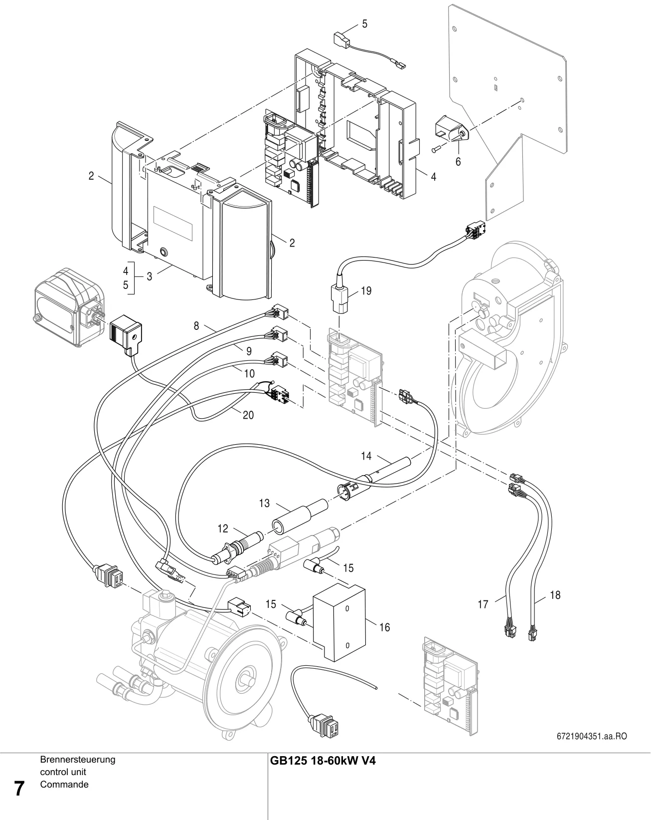 Explosietekening Commande — Buderus GB125 18-60 kW V4, MC110