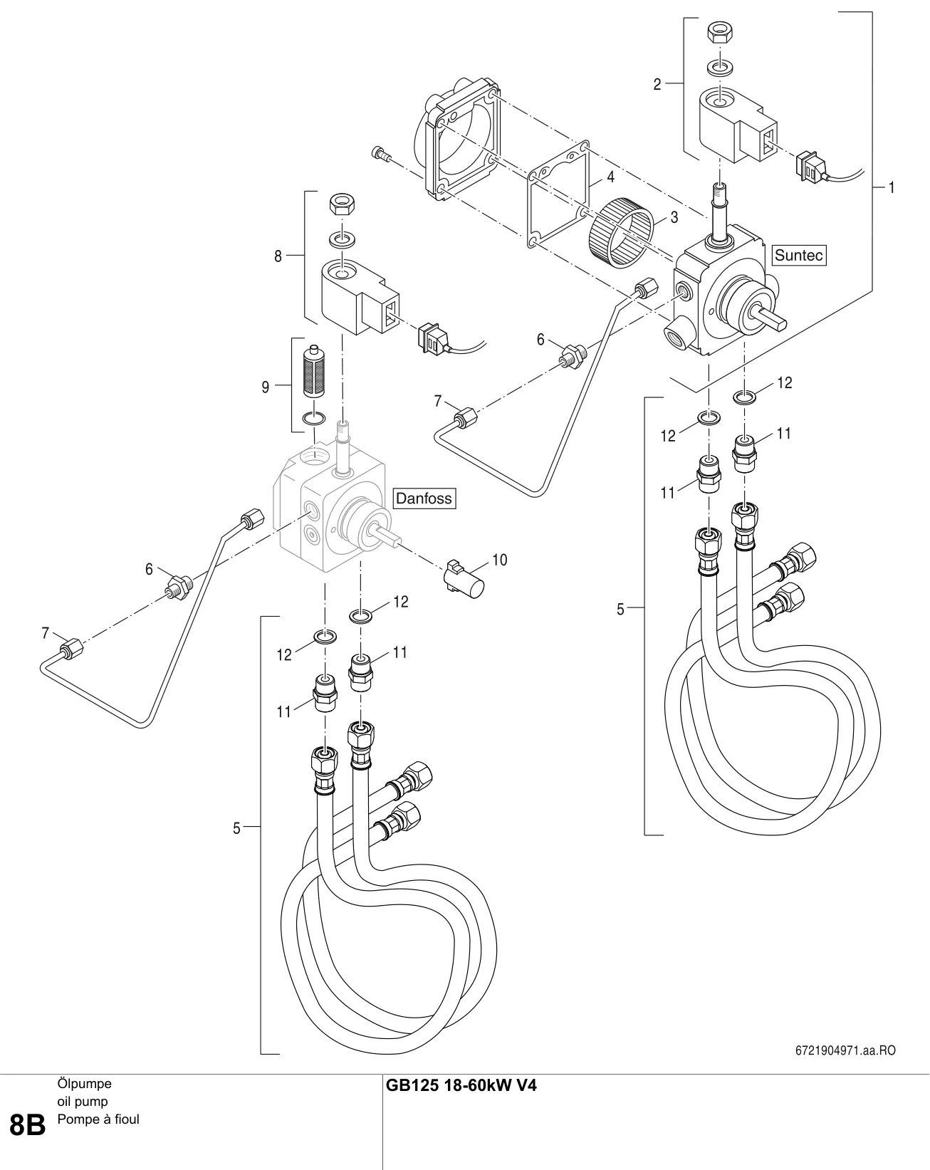 Explosietekening Pompe à fioul B — Buderus GB125 18-60 kW V4, MC110