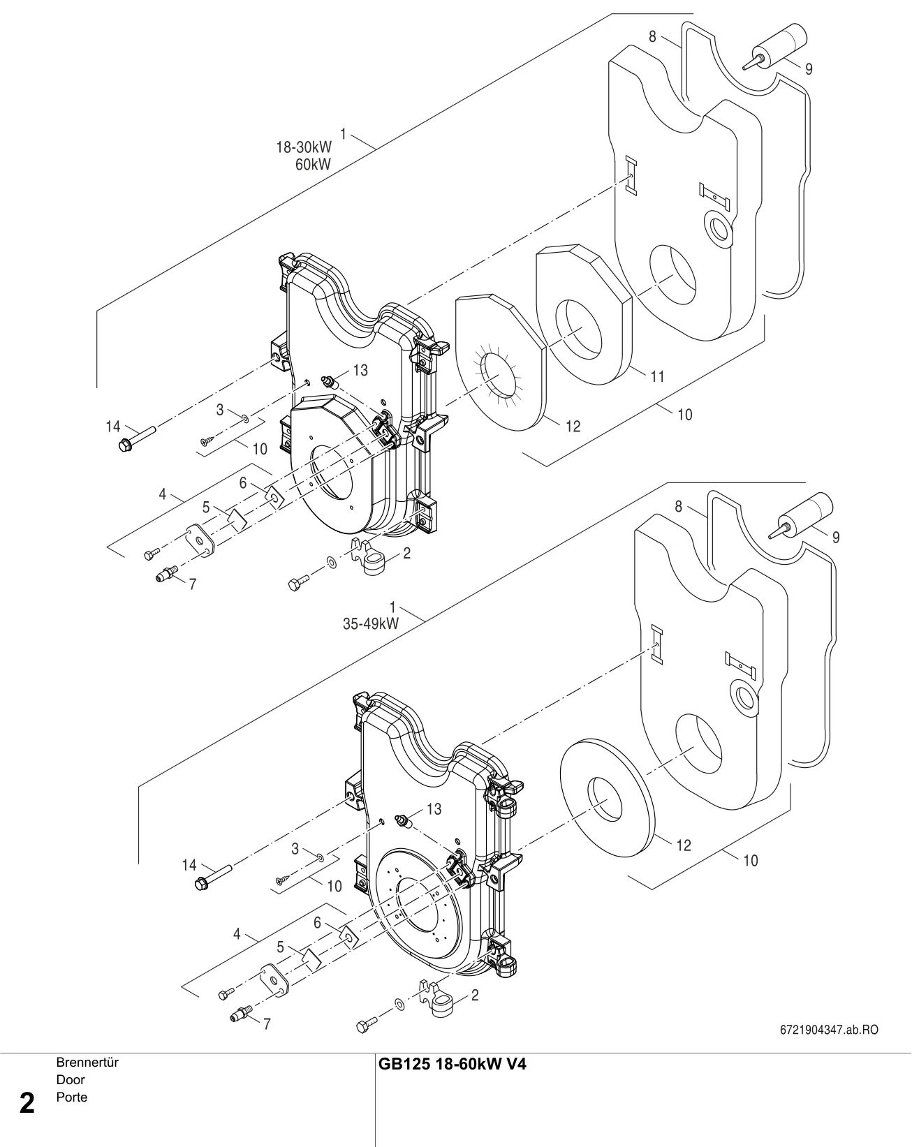 Explosietekening Porte — Buderus GB125 18-60 kW V4, MC110